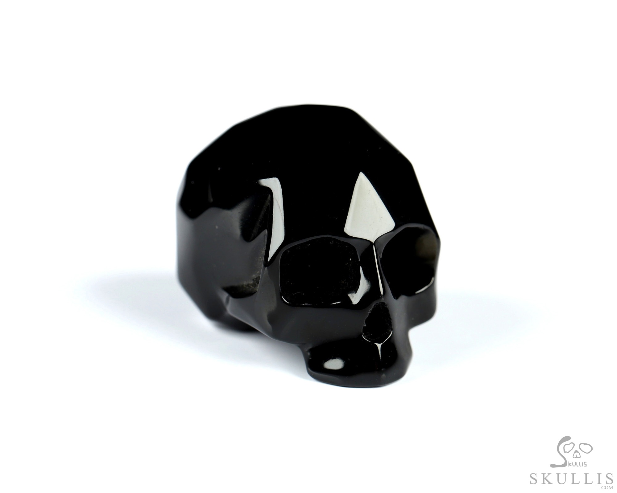 1.2" Faceted Black Obsidian Hand Carved Crystal Skull Sculpture, Crystal Healing 1.2" Faceted Black Obsidian Hand Carved Crystal Skull Sculpture, Crystal Healing