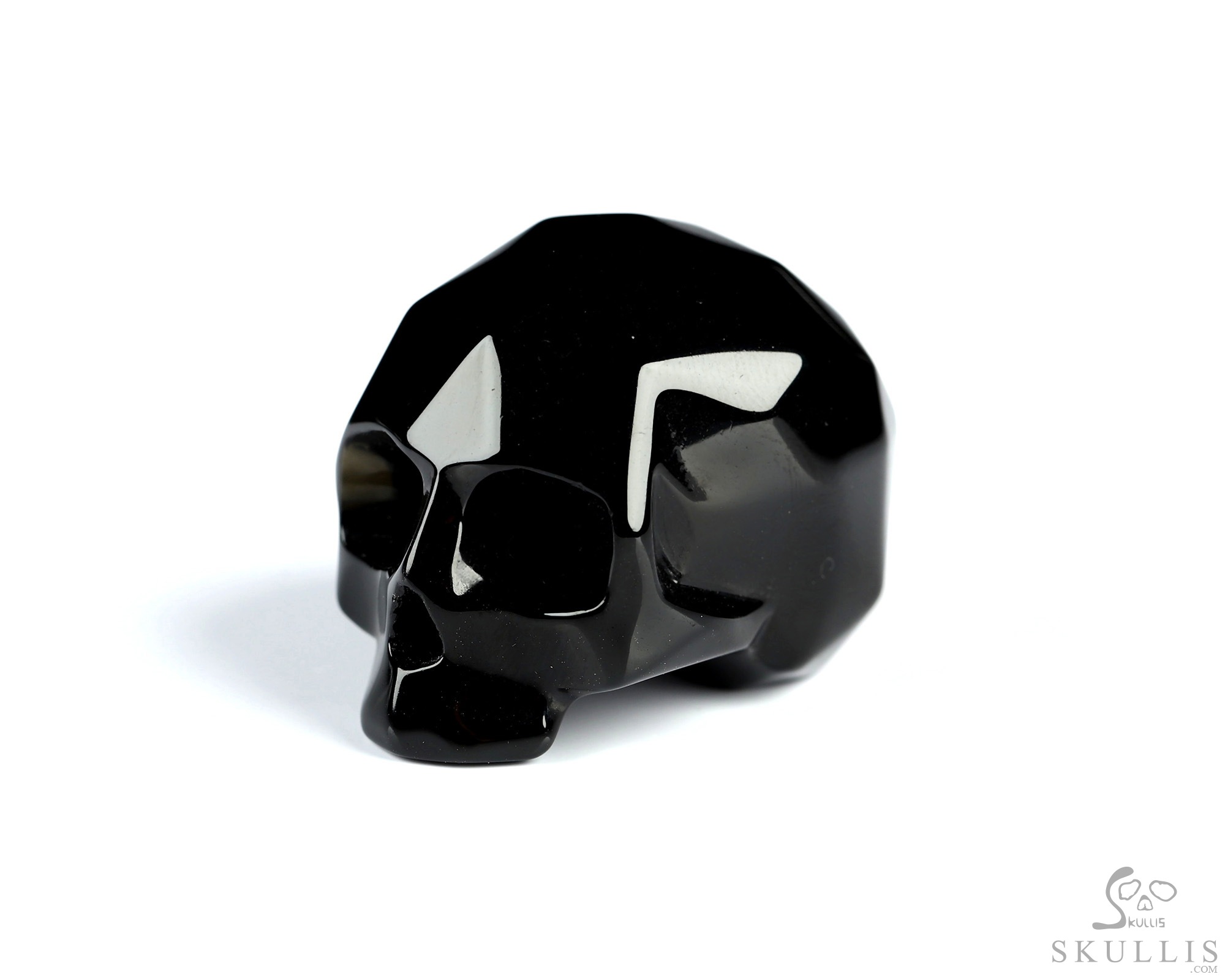 1.2" Faceted Black Obsidian Hand Carved Crystal Skull Sculpture, Crystal Healing 1.2" Faceted Black Obsidian Hand Carved Crystal Skull Sculpture, Crystal Healing