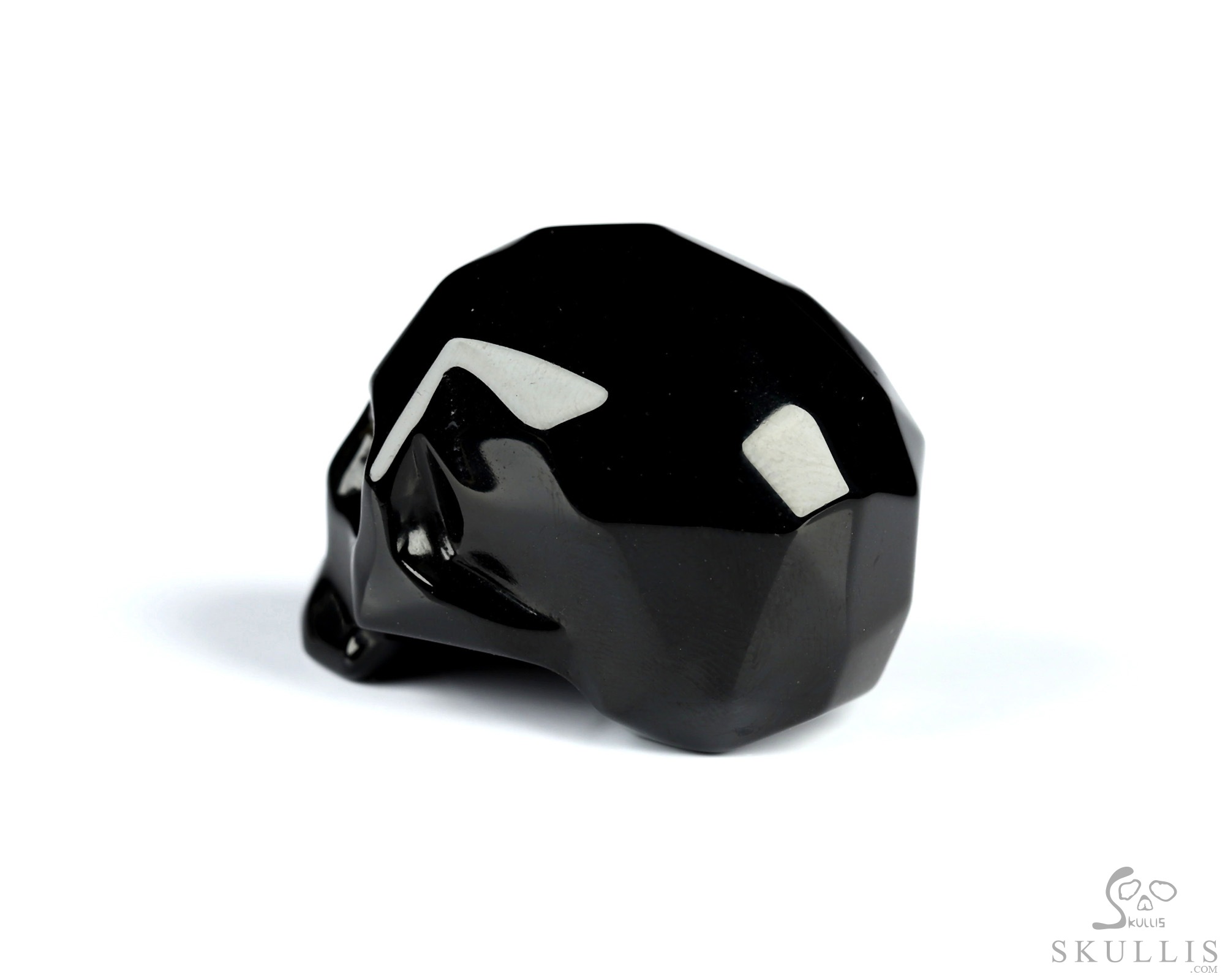 1.2" Faceted Black Obsidian Hand Carved Crystal Skull Sculpture, Crystal Healing 1.2" Faceted Black Obsidian Hand Carved Crystal Skull Sculpture, Crystal Healing