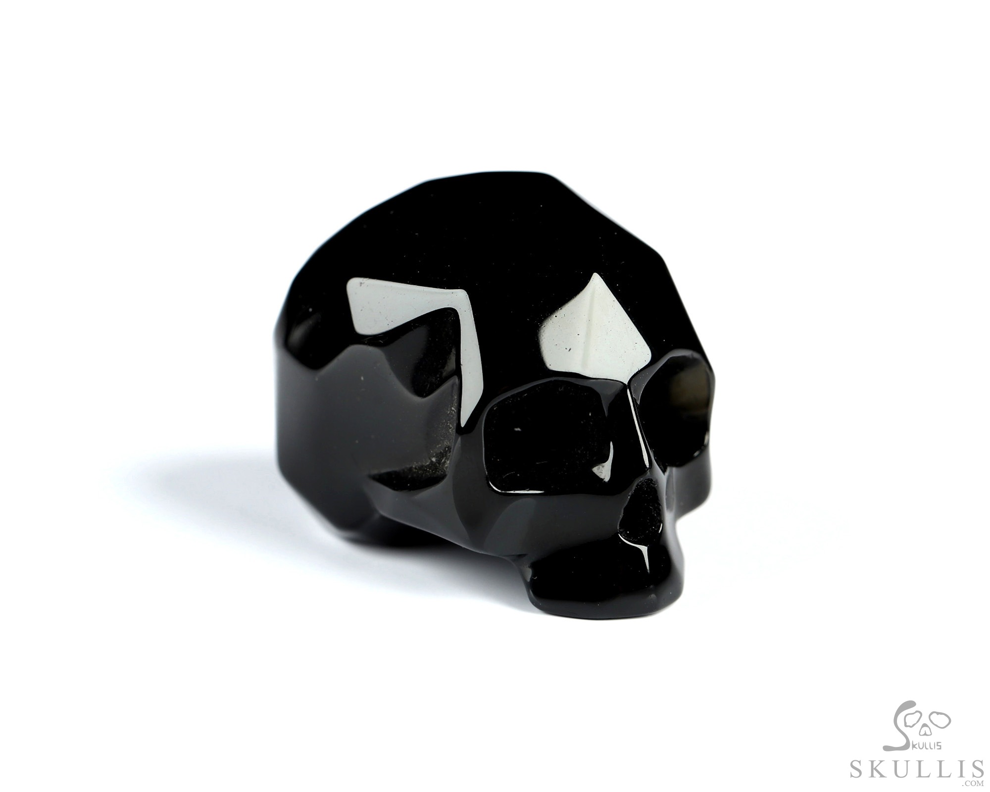 1.2" Faceted Black Obsidian Hand Carved Crystal Skull Sculpture, Crystal Healing 1.2" Faceted Black Obsidian Hand Carved Crystal Skull Sculpture, Crystal Healing