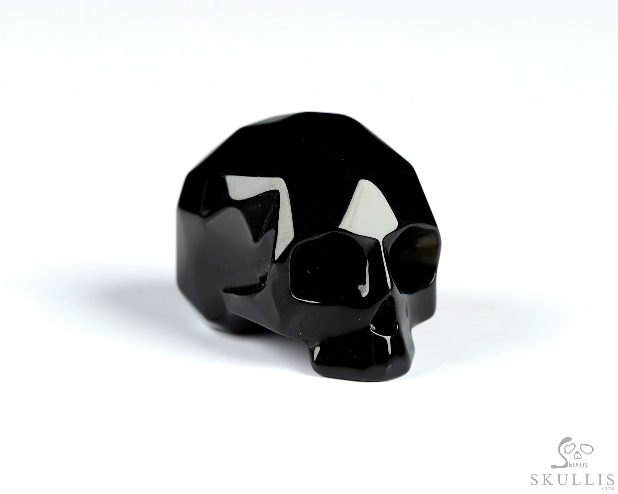 0.7" Faceted Black Obsidian Hand Carved Crystal Skull Sculpture, Crystal Healing 0.7" Faceted Black Obsidian Hand Carved Crystal Skull Sculpture, Crystal Healing