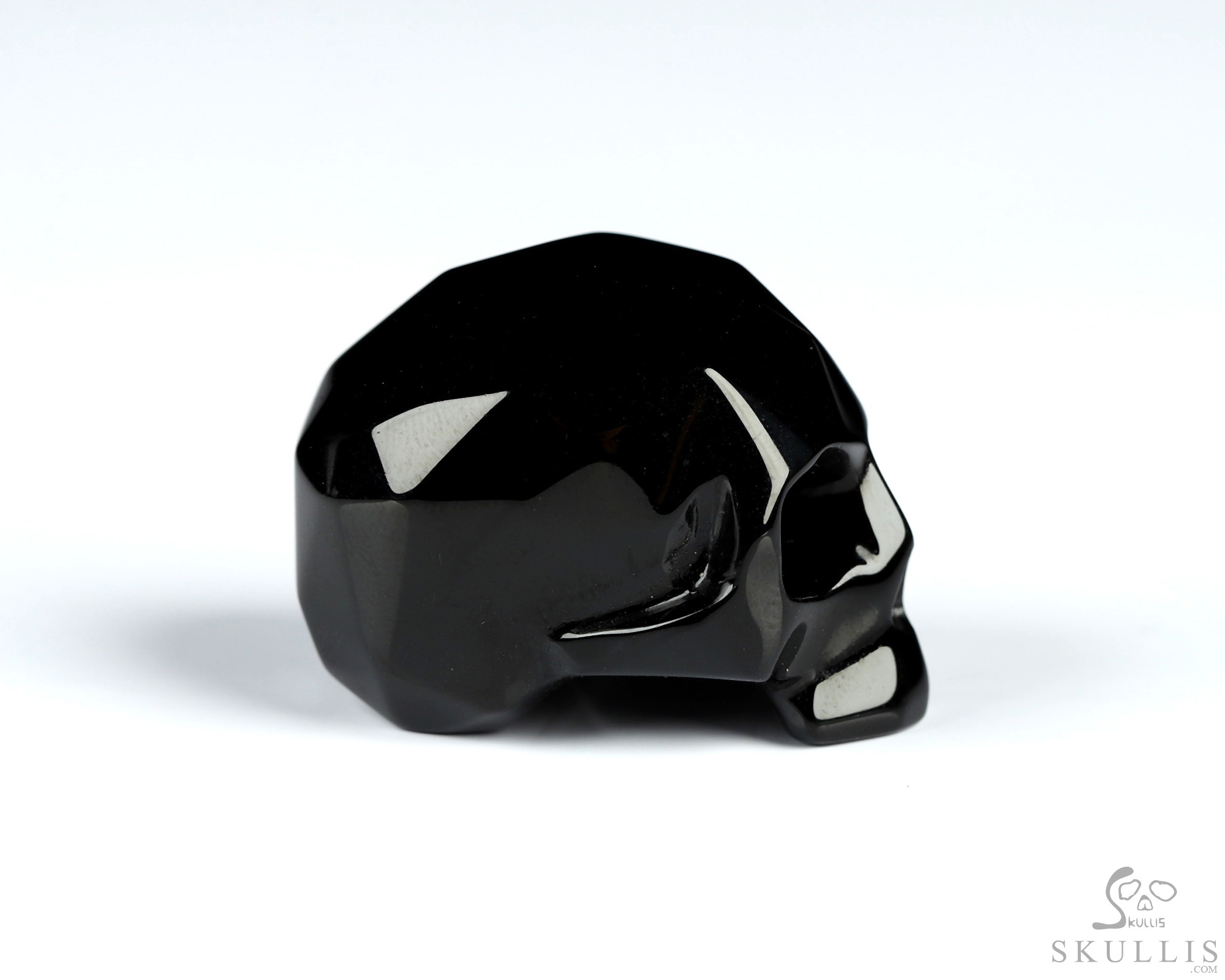 0.7" Faceted Black Obsidian Hand Carved Crystal Skull Sculpture, Crystal Healing 0.7" Faceted Black Obsidian Hand Carved Crystal Skull Sculpture, Crystal Healing