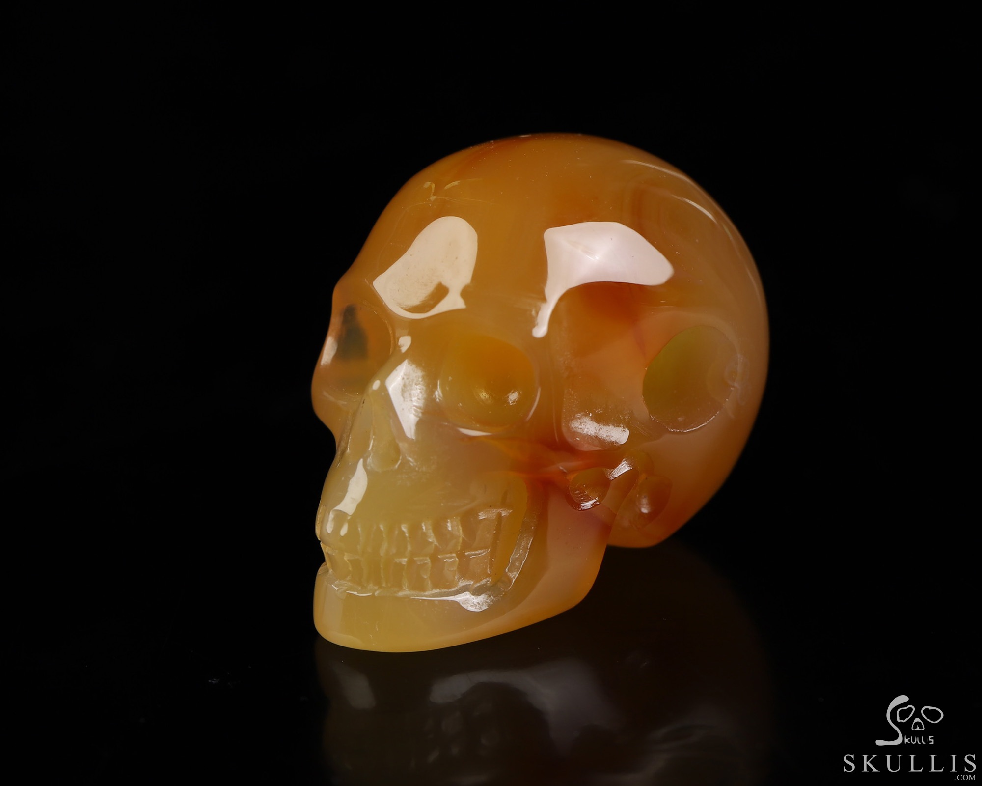 Necklace of 1.1" Carnelian Hand Carved Crystal Skull Pendant, Skull Jewelry Necklace of 1.1" Carnelian Hand Carved Crystal Skull Pendant, Skull Jewelry