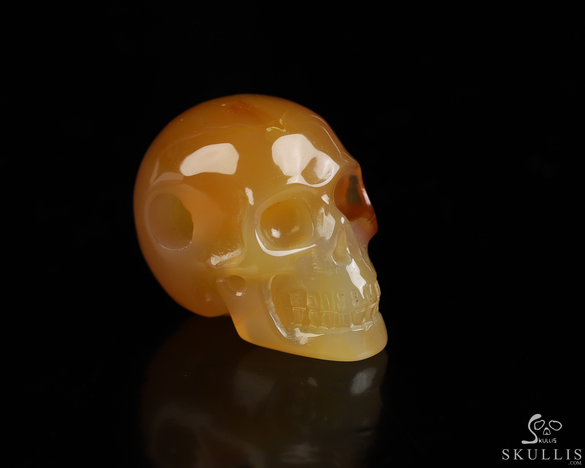 Necklace of 1.1" Carnelian Hand Carved Crystal Skull Pendant, Skull Jewelry Necklace of 1.1" Carnelian Hand Carved Crystal Skull Pendant, Skull Jewelry