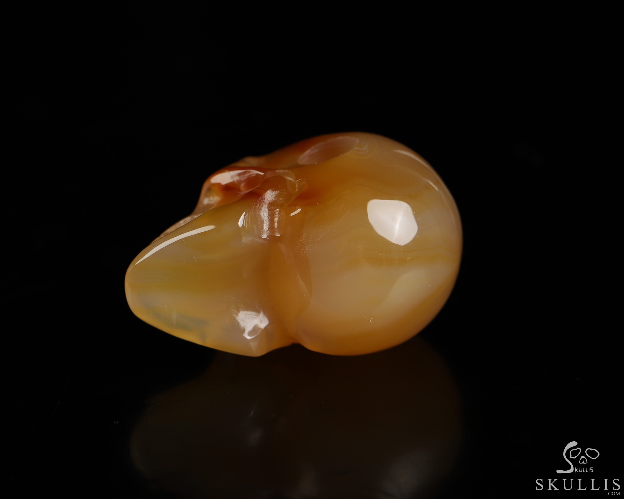 Necklace of 1.1" Carnelian Hand Carved Crystal Skull Pendant, Skull Jewelry Necklace of 1.1" Carnelian Hand Carved Crystal Skull Pendant, Skull Jewelry