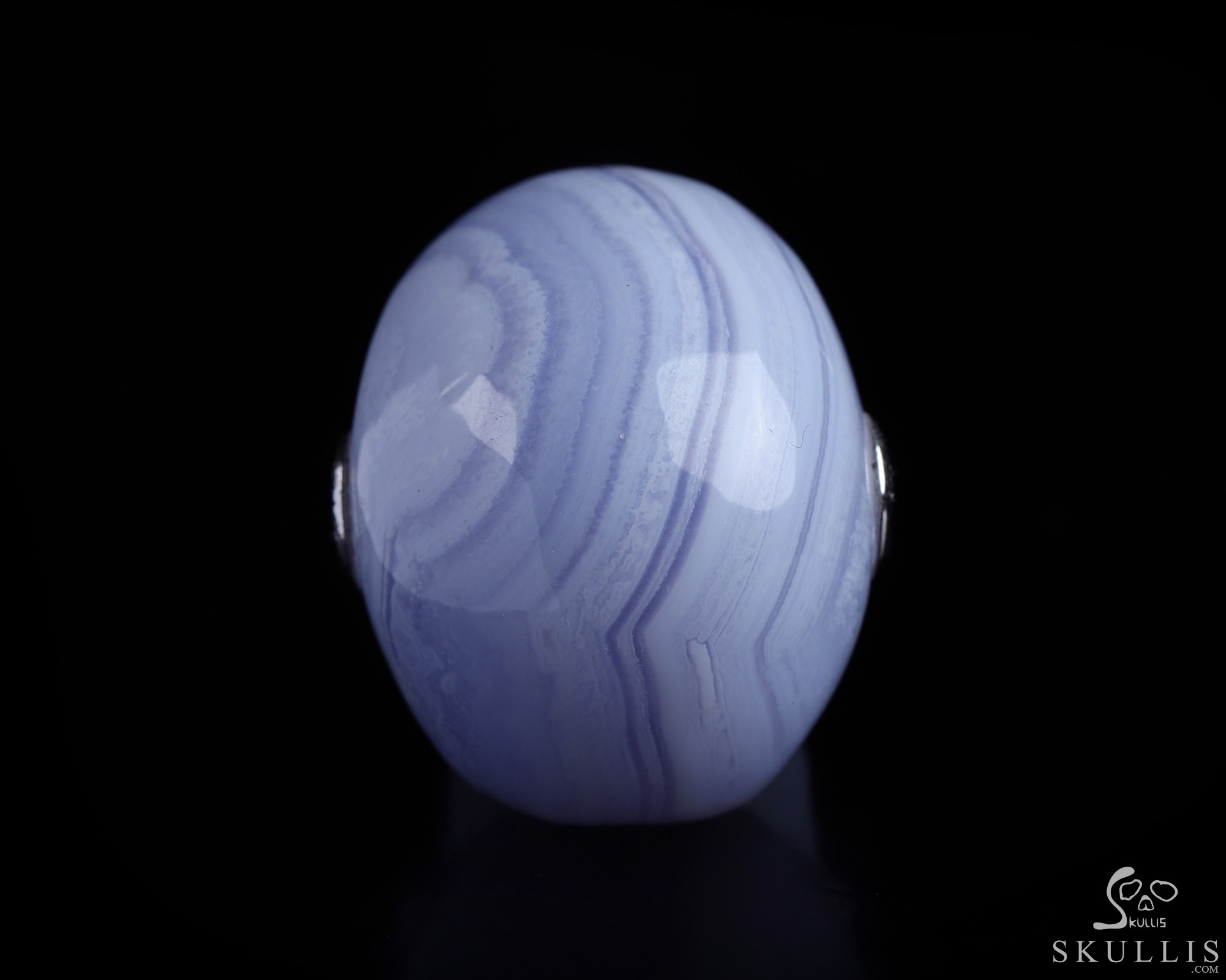 Gemstone Necklace of 1.4" Blue Lace Agate Hand Carved Crystal Skull Pendant, Skull Jewelry Gemstone Necklace of 1.4" Blue Lace Agate Hand Carved Crystal Skull Pendant, Skull Jewelry