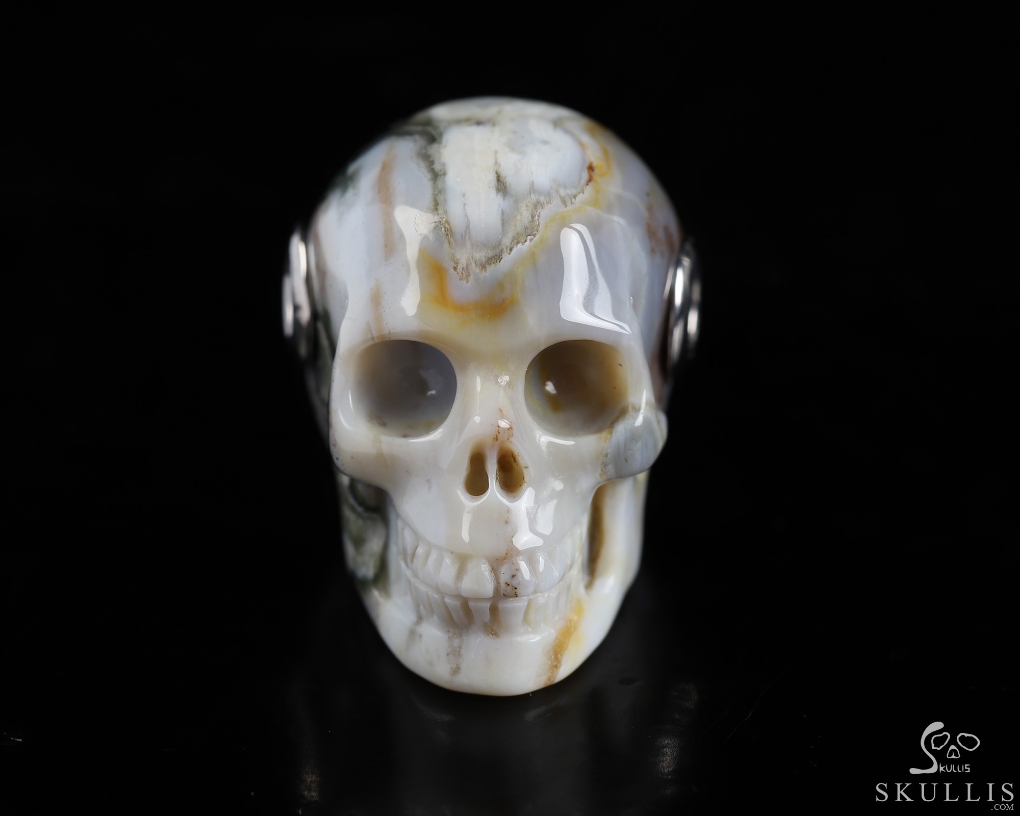 Necklace of 1.1" Ocean Jasper Hand Carved Crystal Skull Pendant, Skull Jewelry Necklace of 1.1" Ocean Jasper Hand Carved Crystal Skull Pendant, Skull Jewelry