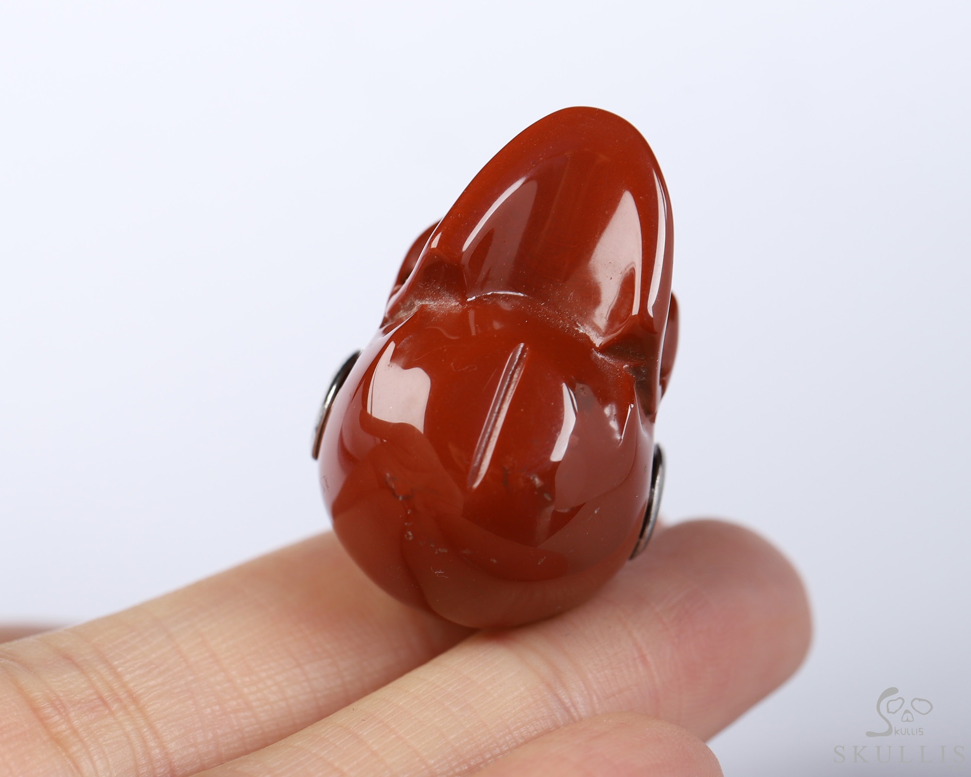 Necklace of 1.1" Red Jasper Hand Carved Crystal Skull Pendant, Skull Jewelry Necklace of 1.1" Red Jasper Hand Carved Crystal Skull Pendant, Skull Jewelry