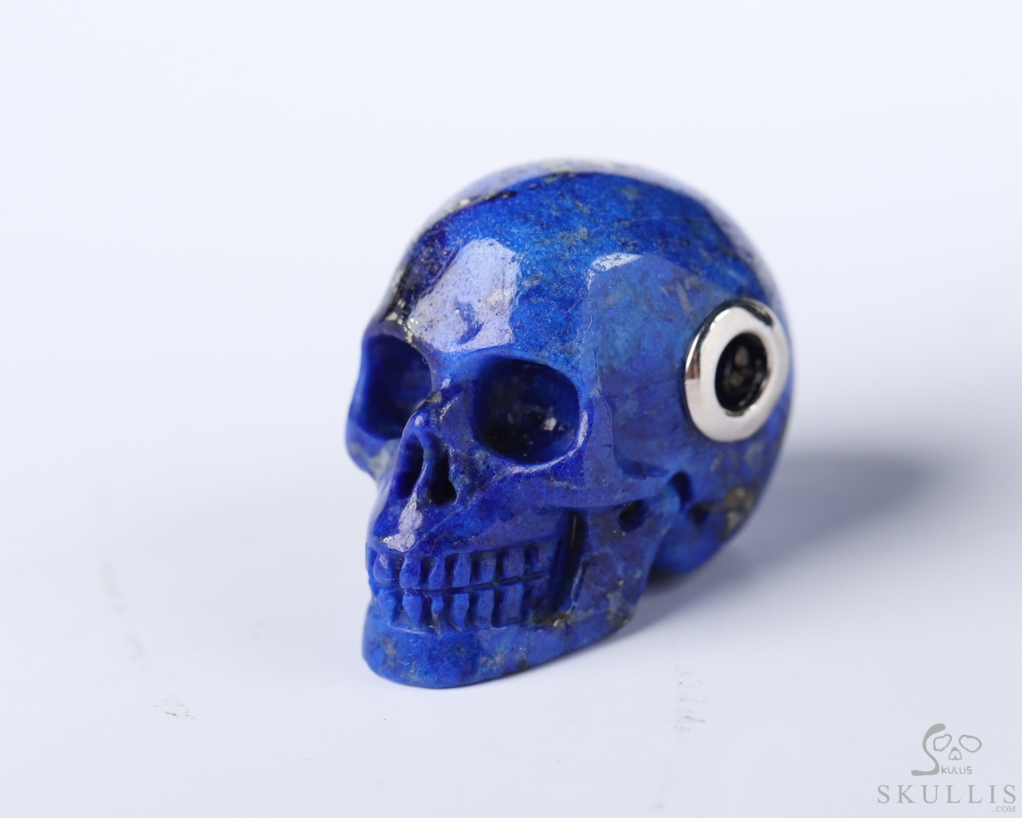 Gemstone Necklace of 1.1" Lapis Lazuli Hand Carved Crystal Skull Pendant, Skull Jewelry Gemstone Necklace of 1.1" Lapis Lazuli Hand Carved Crystal Skull Pendant, Skull Jewelry