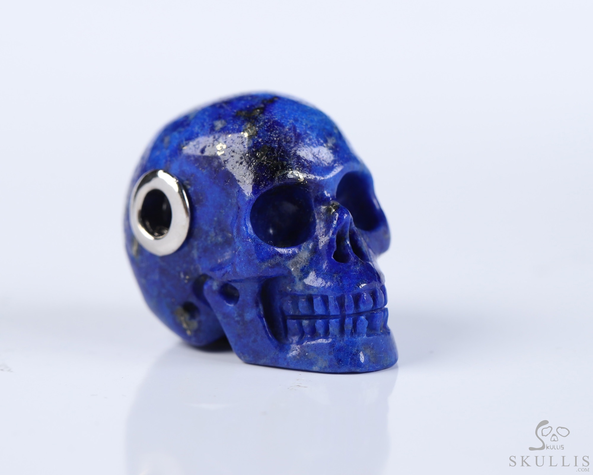 Gemstone Necklace of 1.1" Lapis Lazuli Hand Carved Crystal Skull Pendant, Skull Jewelry Gemstone Necklace of 1.1" Lapis Lazuli Hand Carved Crystal Skull Pendant, Skull Jewelry