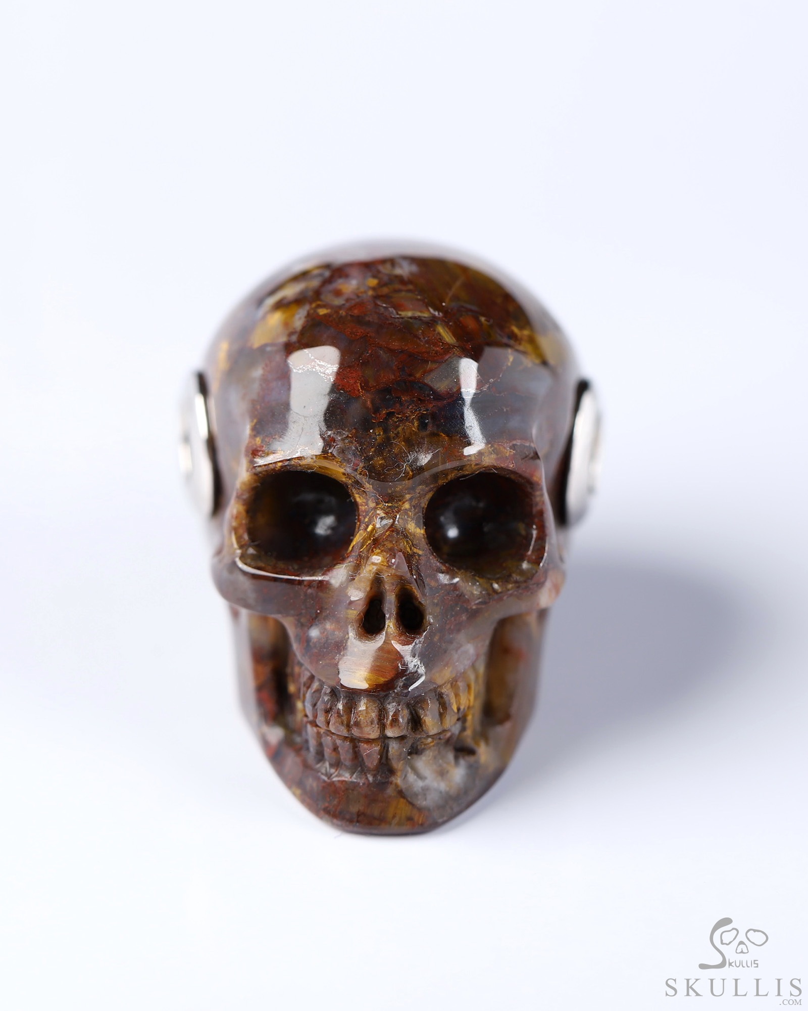 Necklace of 1.1" Pietersite Hand Carved Crystal Skull Pendant, Skull Jewelry Necklace of 1.1" Pietersite Hand Carved Crystal Skull Pendant, Skull Jewelry