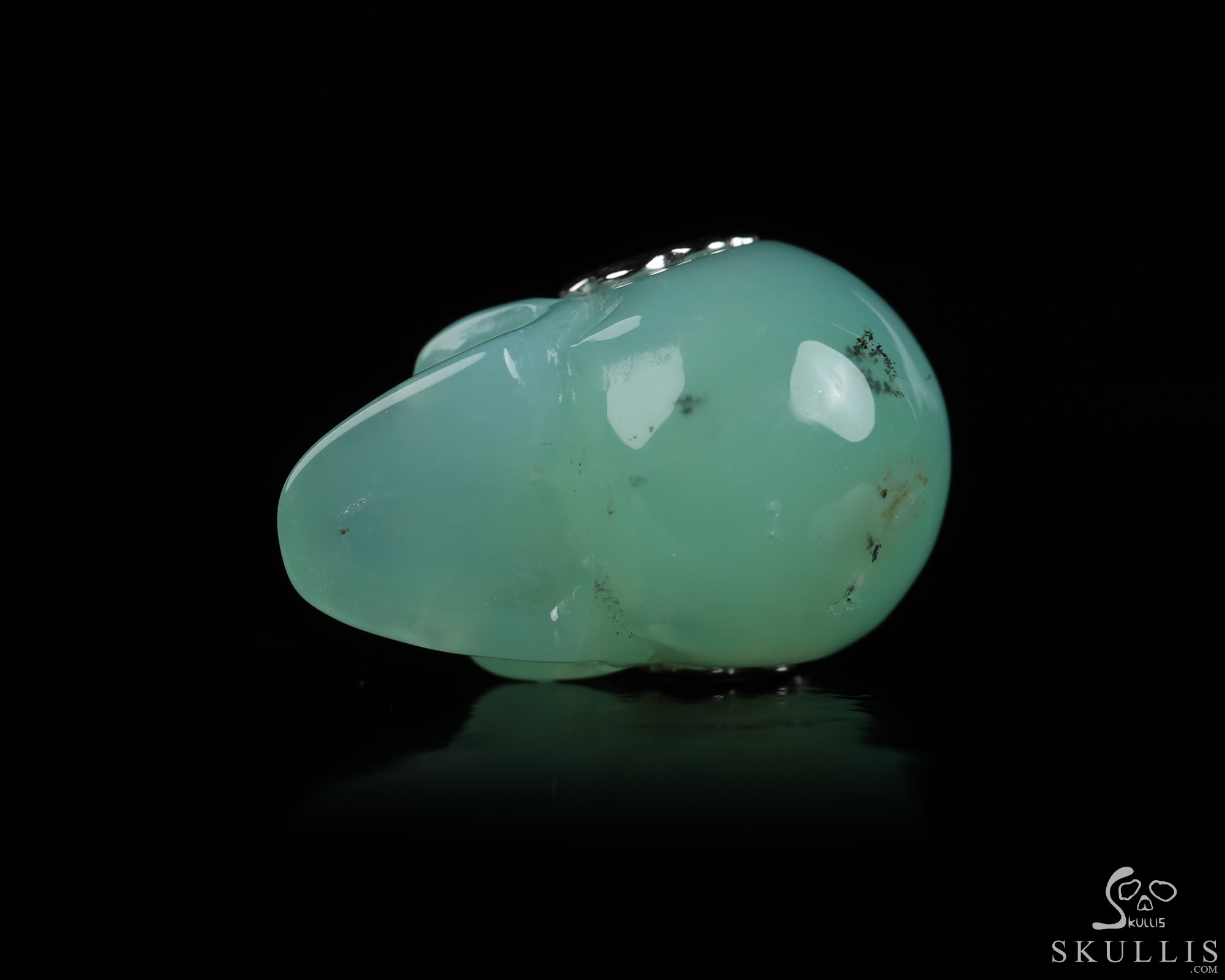 Necklace of 0.7" Chrysoprase Hand Carved Crystal Skull Pendant, Skull Jewelry Necklace of 0.7" Chrysoprase Hand Carved Crystal Skull Pendant, Skull Jewelry