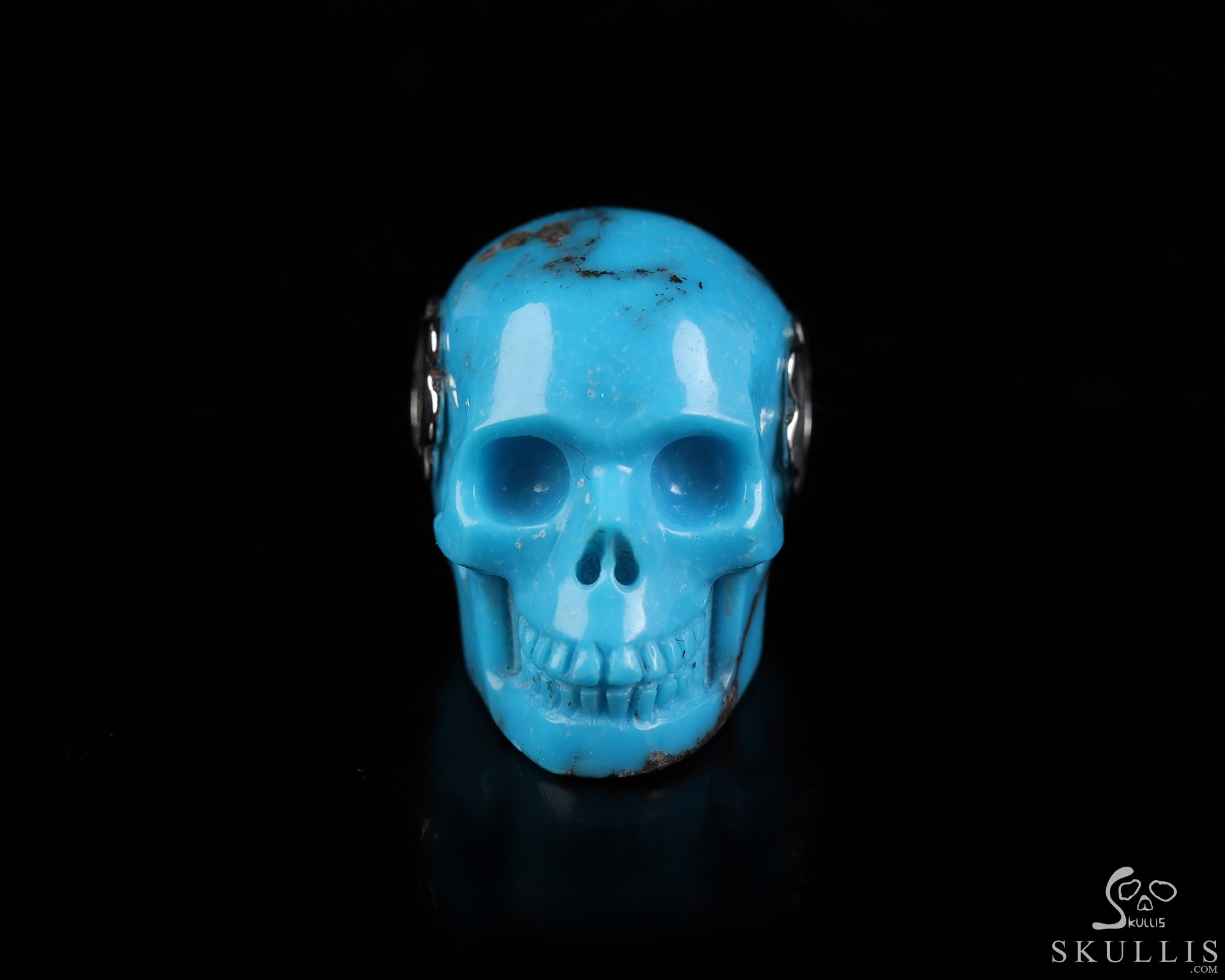 Gemstone Necklace of 0.7" Turquoise Hand Carved Crystal Skull Pendant, Skull Jewelry Gemstone Necklace of 0.7" Turquoise Hand Carved Crystal Skull Pendant, Skull Jewelry