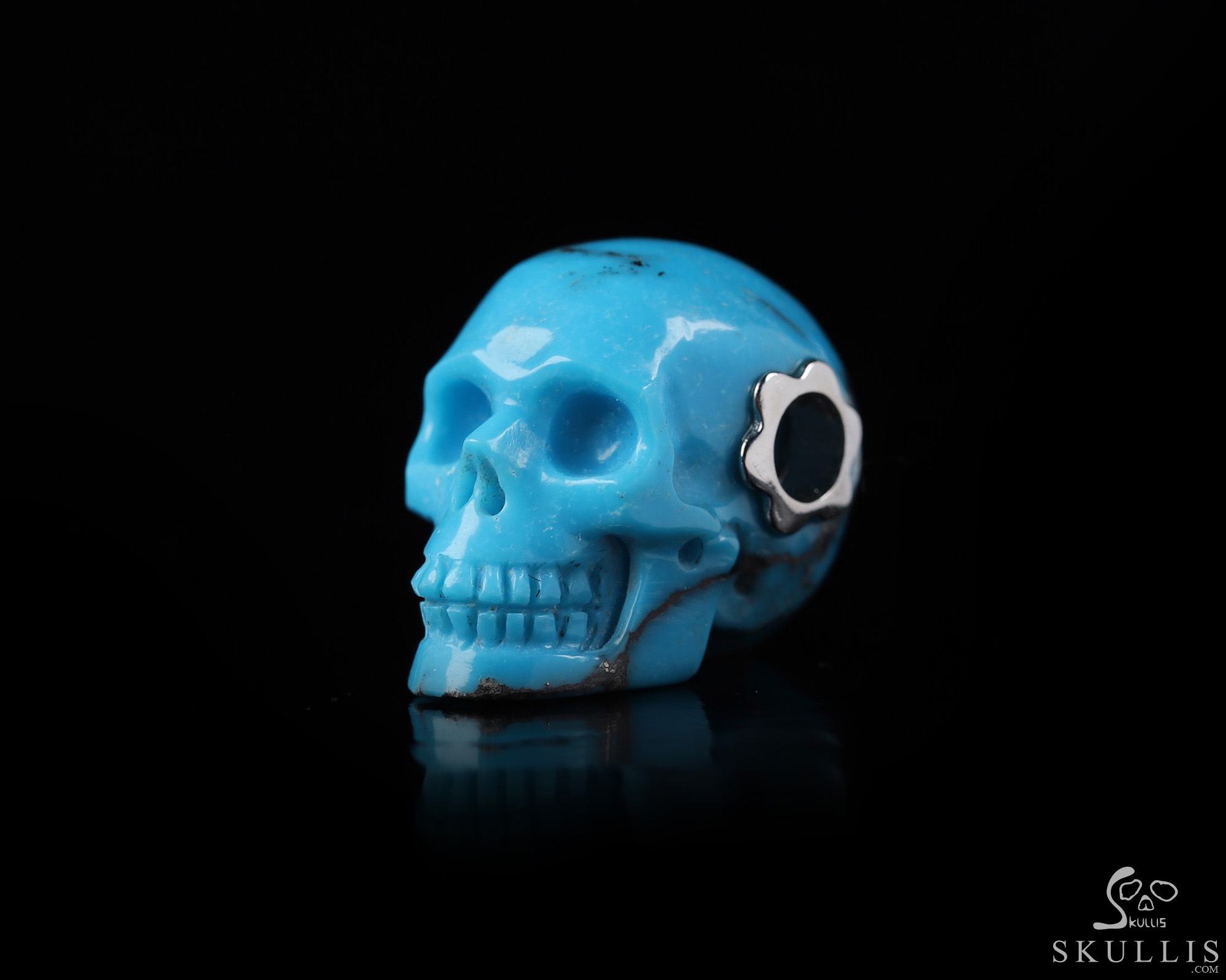 Gemstone Necklace of 0.7" Turquoise Hand Carved Crystal Skull Pendant, Skull Jewelry Gemstone Necklace of 0.7" Turquoise Hand Carved Crystal Skull Pendant, Skull Jewelry