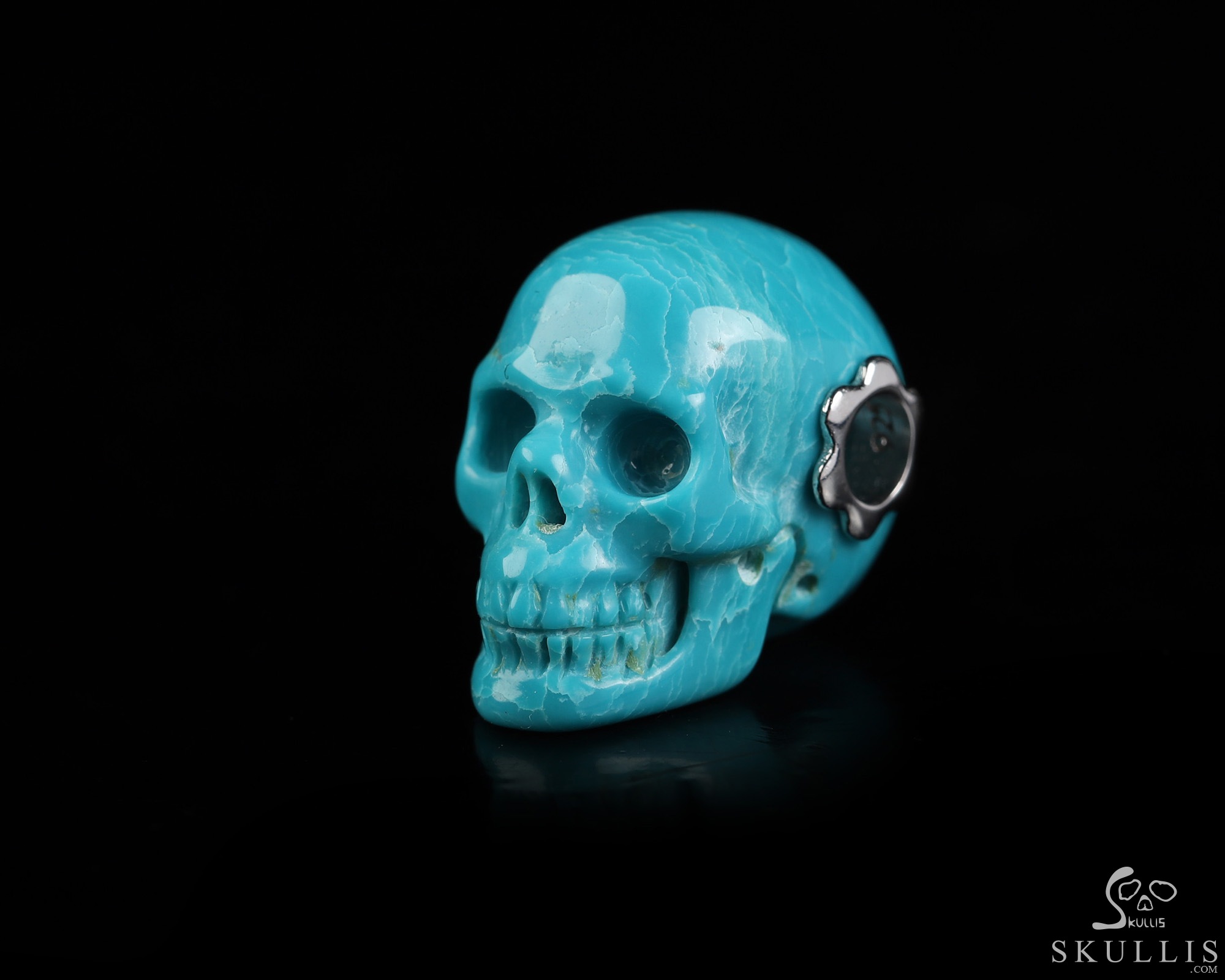 Gemstone Necklace of 0.7" Turquoise Hand Carved Crystal Skull Pendant, Skull Jewelry Gemstone Necklace of 0.7" Turquoise Hand Carved Crystal Skull Pendant, Skull Jewelry