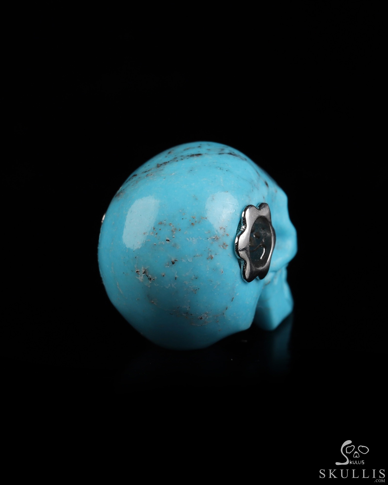 Gemstone Necklace of 0.7" Turquoise Hand Carved Crystal Skull Pendant, Skull Jewelry Gemstone Necklace of 0.7" Turquoise Hand Carved Crystal Skull Pendant, Skull Jewelry