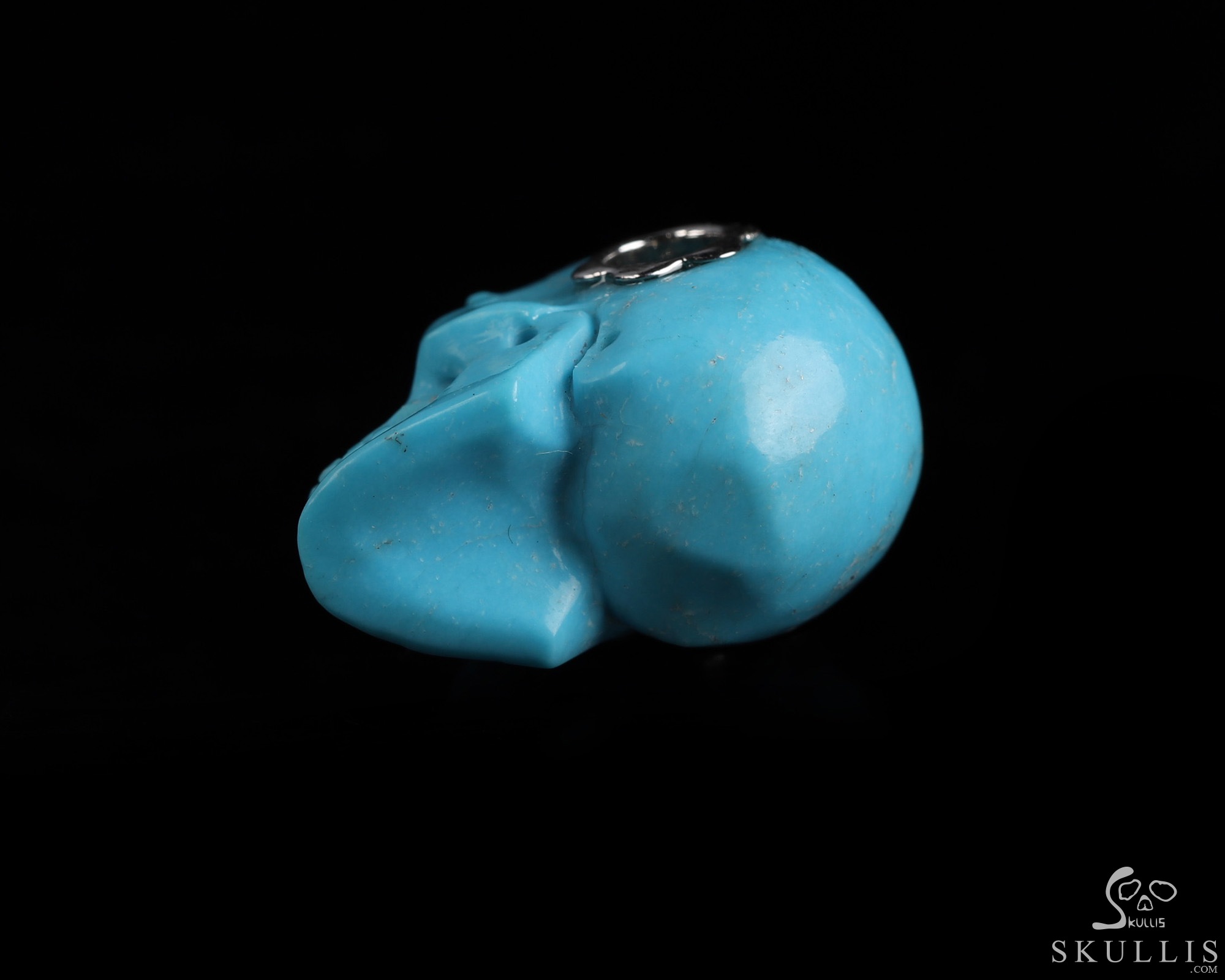 Gemstone Necklace of 0.7" Turquoise Hand Carved Crystal Skull Pendant, Skull Jewelry Gemstone Necklace of 0.7" Turquoise Hand Carved Crystal Skull Pendant, Skull Jewelry