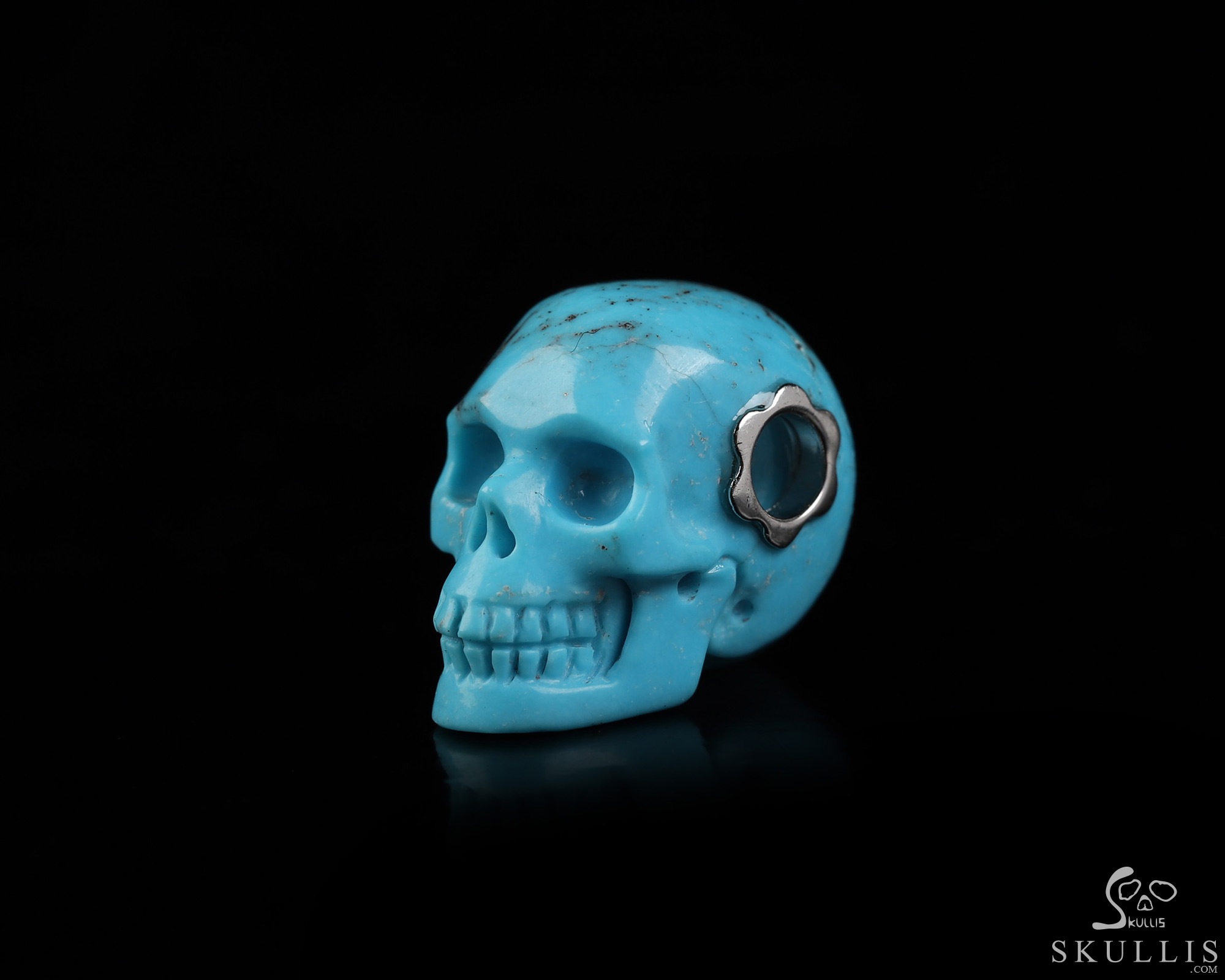 Gemstone Necklace of 0.7" Turquoise Hand Carved Crystal Skull Pendant, Skull Jewelry Gemstone Necklace of 0.7" Turquoise Hand Carved Crystal Skull Pendant, Skull Jewelry