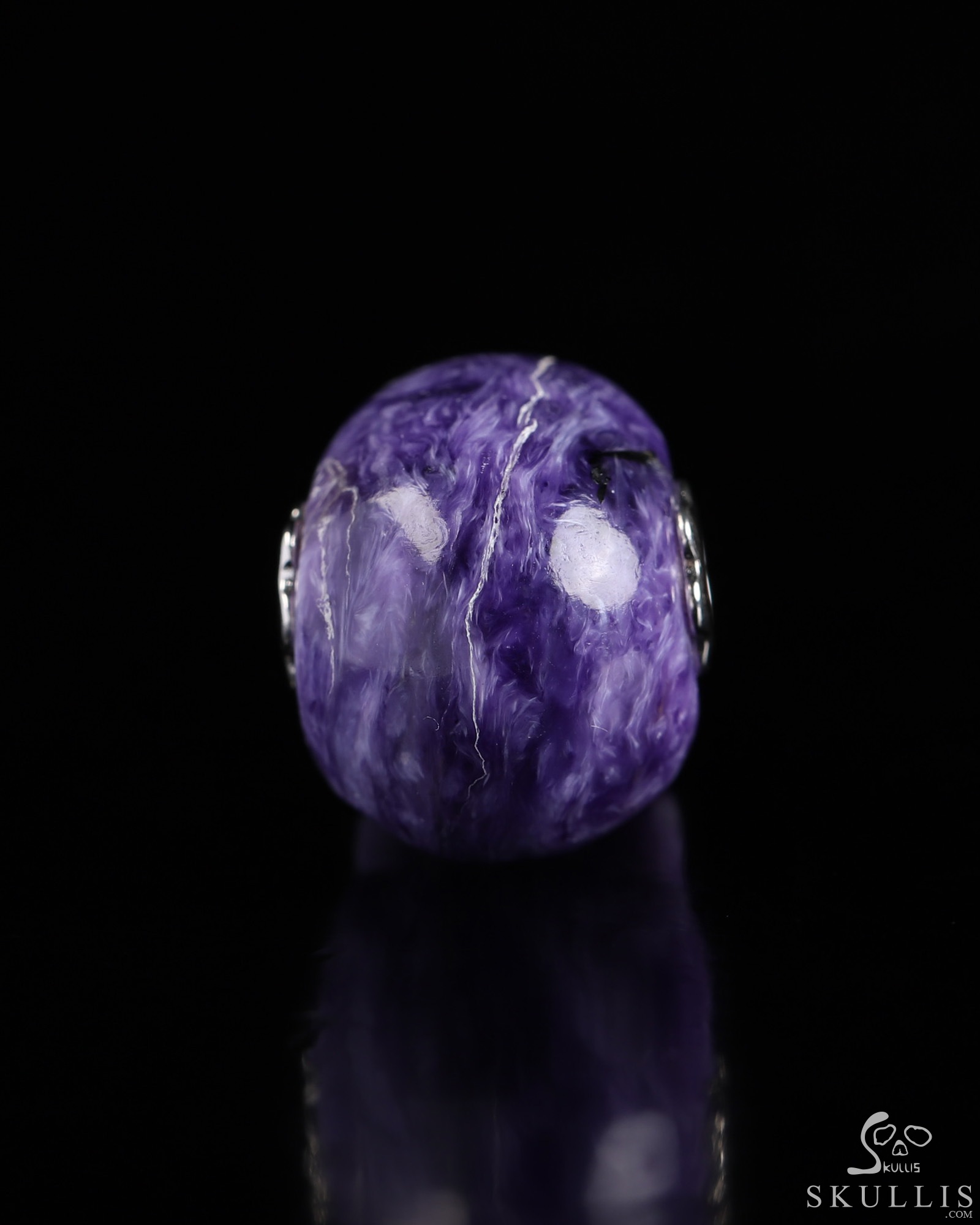 Gemstone Necklace of 0.7" Russian Charoite Hand Carved Crystal Skull Pendant, Skull Jewelry Gemstone Necklace of 0.7" Russian Charoite Hand Carved Crystal Skull Pendant, Skull Jewelry