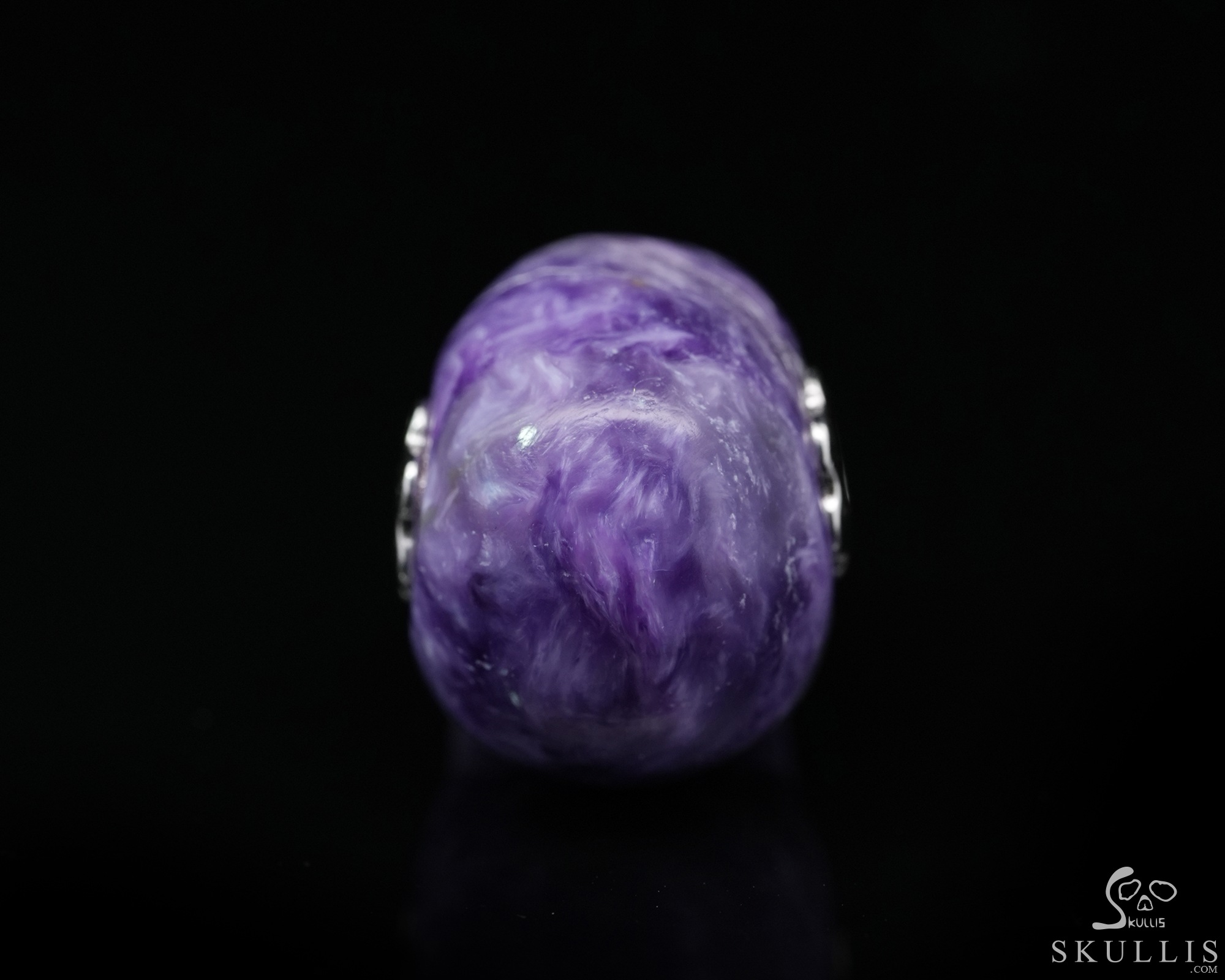 Gemstone Necklace of 0.7" Russian Charoite Hand Carved Crystal Skull Pendant, Skull Jewelry Gemstone Necklace of 0.7" Russian Charoite Hand Carved Crystal Skull Pendant, Skull Jewelry