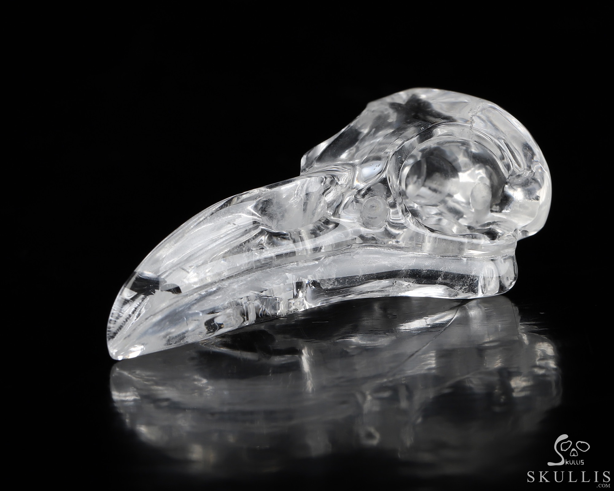 Necklace of 2.3" Quartz Rock Crystal Hand Carved Crystal Skull Pendant, Skull Jewelry Necklace of 2.3" Quartz Rock Crystal Hand Carved Crystal Skull Pendant, Skull Jewelry