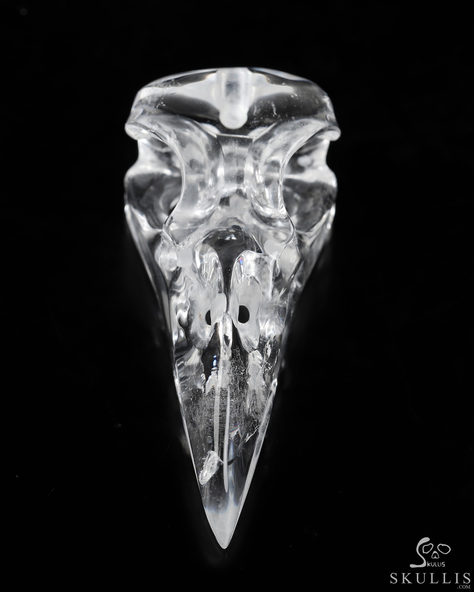 Necklace of 2.3" Quartz Rock Crystal Hand Carved Crystal Skull Pendant, Skull Jewelry Necklace of 2.3" Quartz Rock Crystal Hand Carved Crystal Skull Pendant, Skull Jewelry