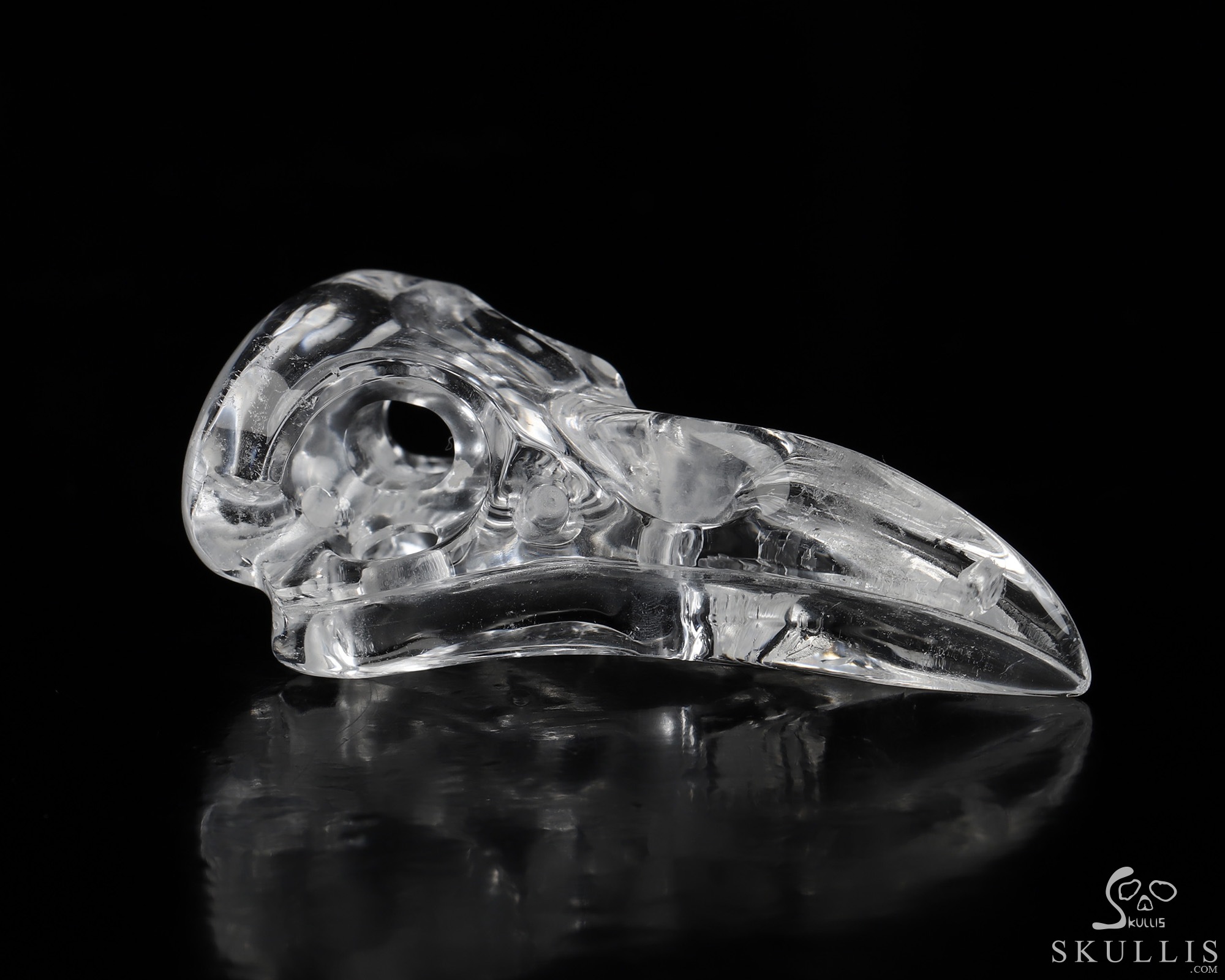 Necklace of 2.3" Quartz Rock Crystal Hand Carved Crystal Skull Pendant, Skull Jewelry Necklace of 2.3" Quartz Rock Crystal Hand Carved Crystal Skull Pendant, Skull Jewelry