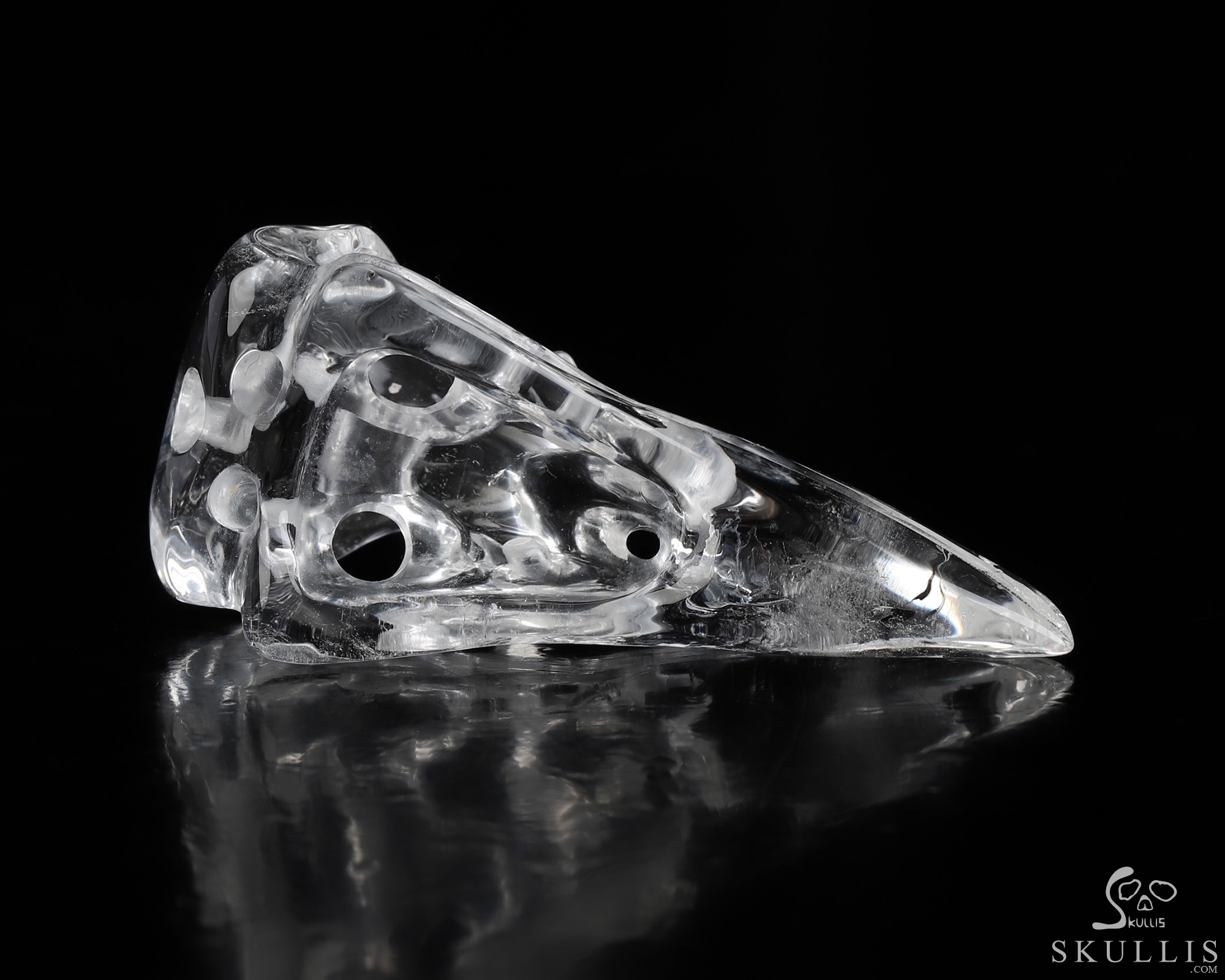 Necklace of 2.3" Quartz Rock Crystal Hand Carved Crystal Skull Pendant, Skull Jewelry Necklace of 2.3" Quartz Rock Crystal Hand Carved Crystal Skull Pendant, Skull Jewelry