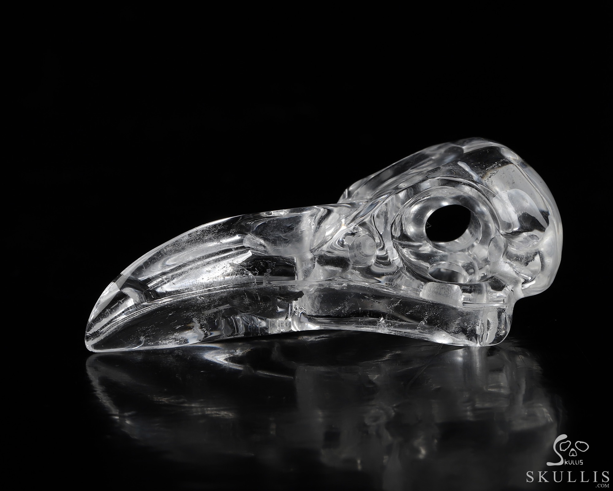 Necklace of 2.3" Quartz Rock Crystal Hand Carved Crystal Skull Pendant, Skull Jewelry Necklace of 2.3" Quartz Rock Crystal Hand Carved Crystal Skull Pendant, Skull Jewelry