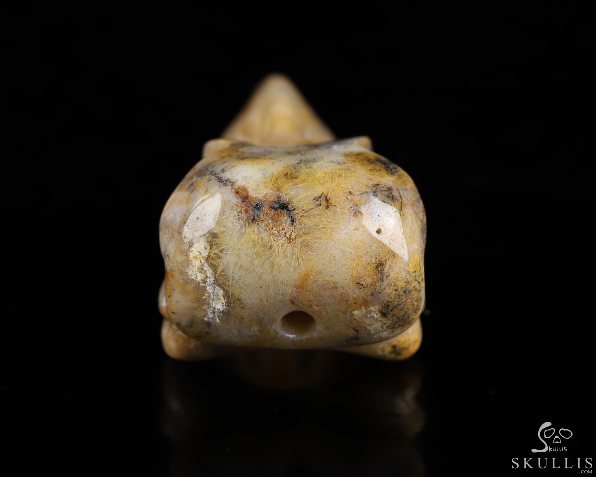 Necklace of 2.3" Sagenitic Agate Hand Carved Crystal Skull Pendant, Skull Jewelry Necklace of 2.3" Sagenitic Agate Hand Carved Crystal Skull Pendant, Skull Jewelry