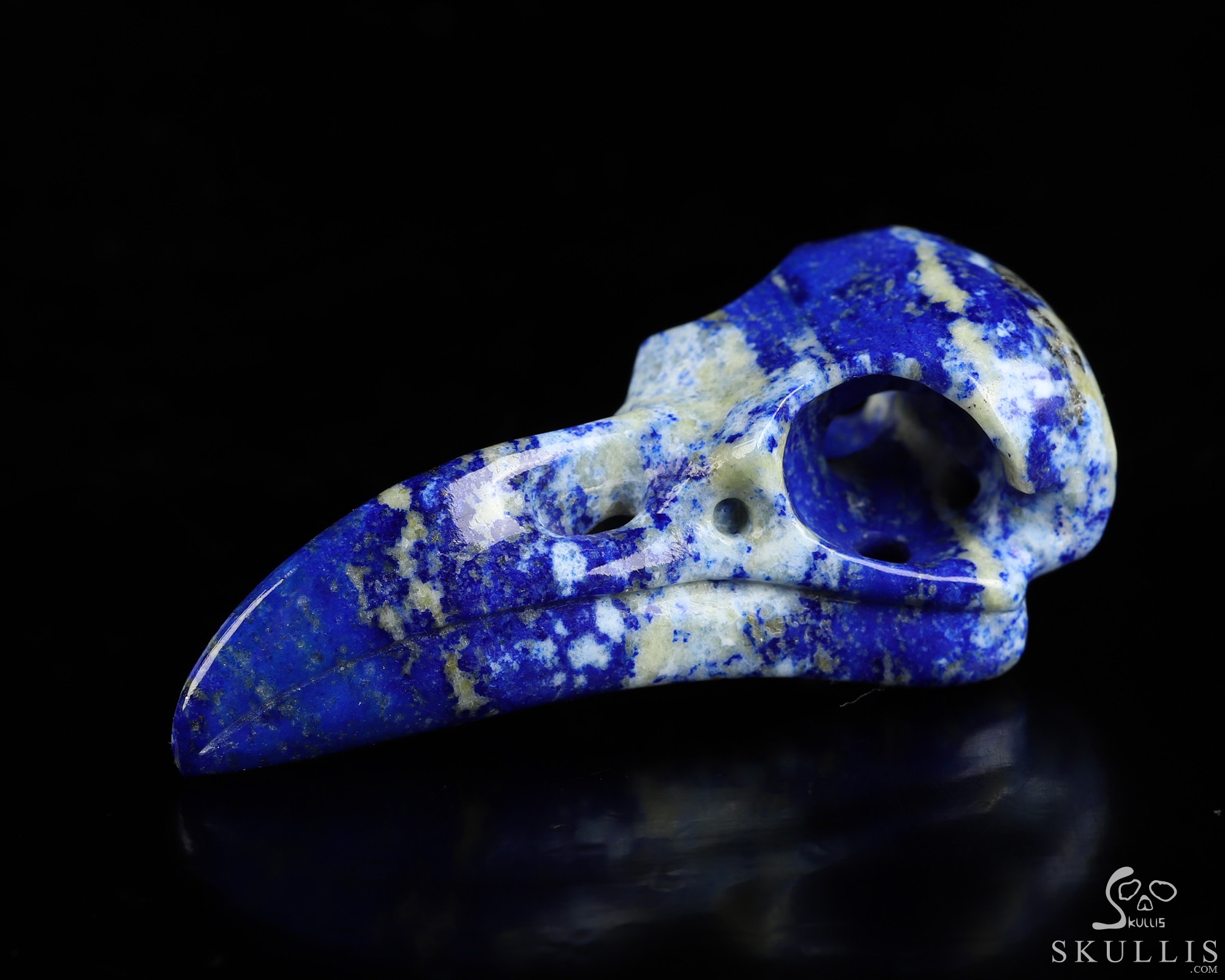 Necklace of 2.3" Lapis Lazuli Hand Carved Crystal Skull Pendant, Skull Jewelry Necklace of 2.3" Lapis Lazuli Hand Carved Crystal Skull Pendant, Skull Jewelry