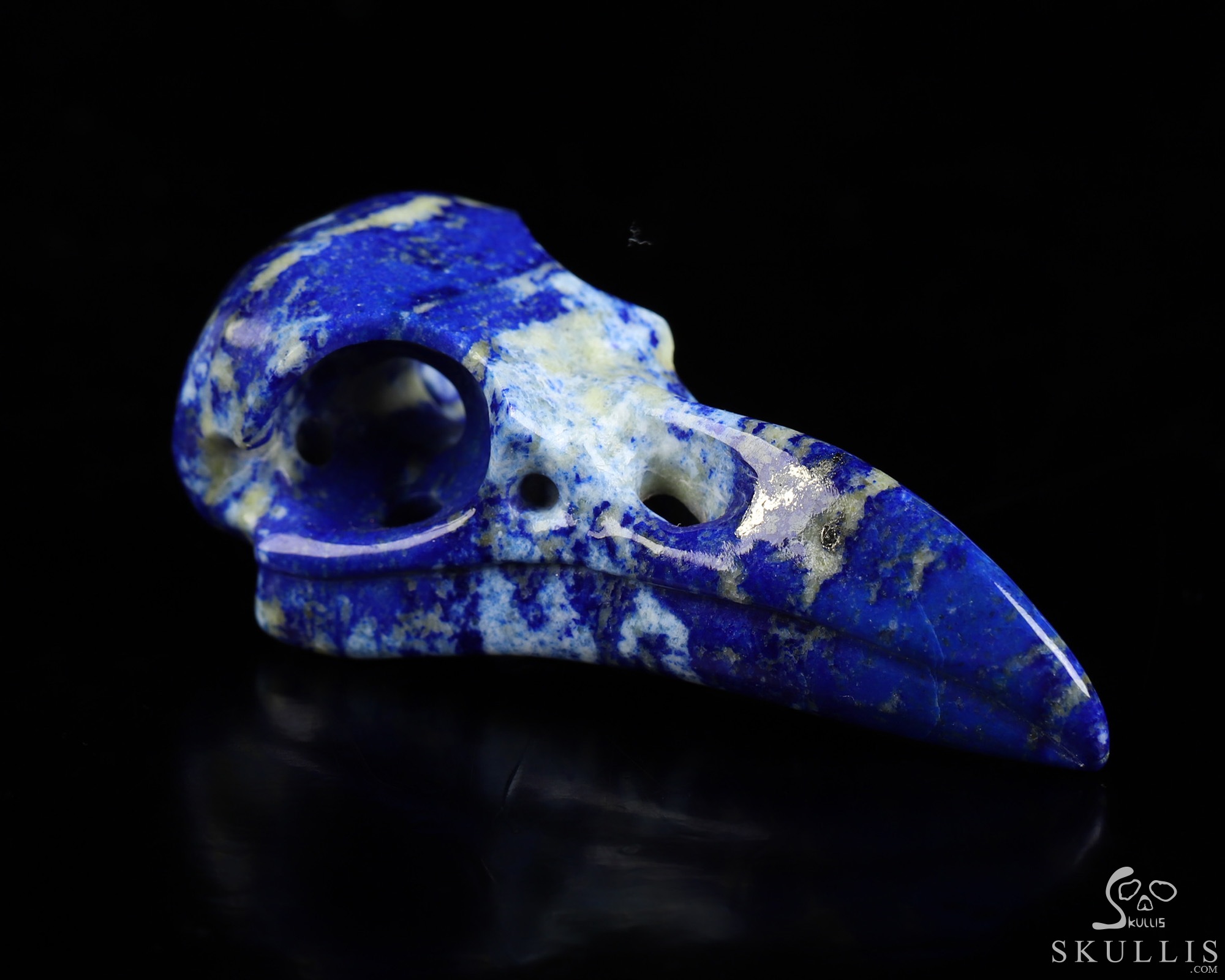 Necklace of 2.3" Lapis Lazuli Hand Carved Crystal Skull Pendant, Skull Jewelry Necklace of 2.3" Lapis Lazuli Hand Carved Crystal Skull Pendant, Skull Jewelry