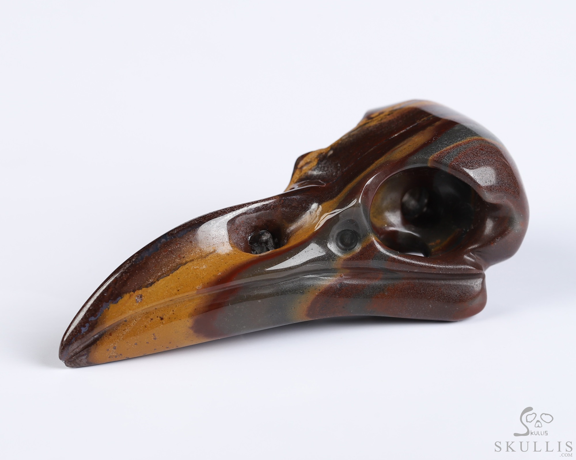 Necklace of 2.3" Colorful Tiger Iron Eye Hand Carved Crystal Skull Pendant, Skull Jewelry Necklace of 2.3" Colorful Tiger Iron Eye Hand Carved Crystal Skull Pendant, Skull Jewelry