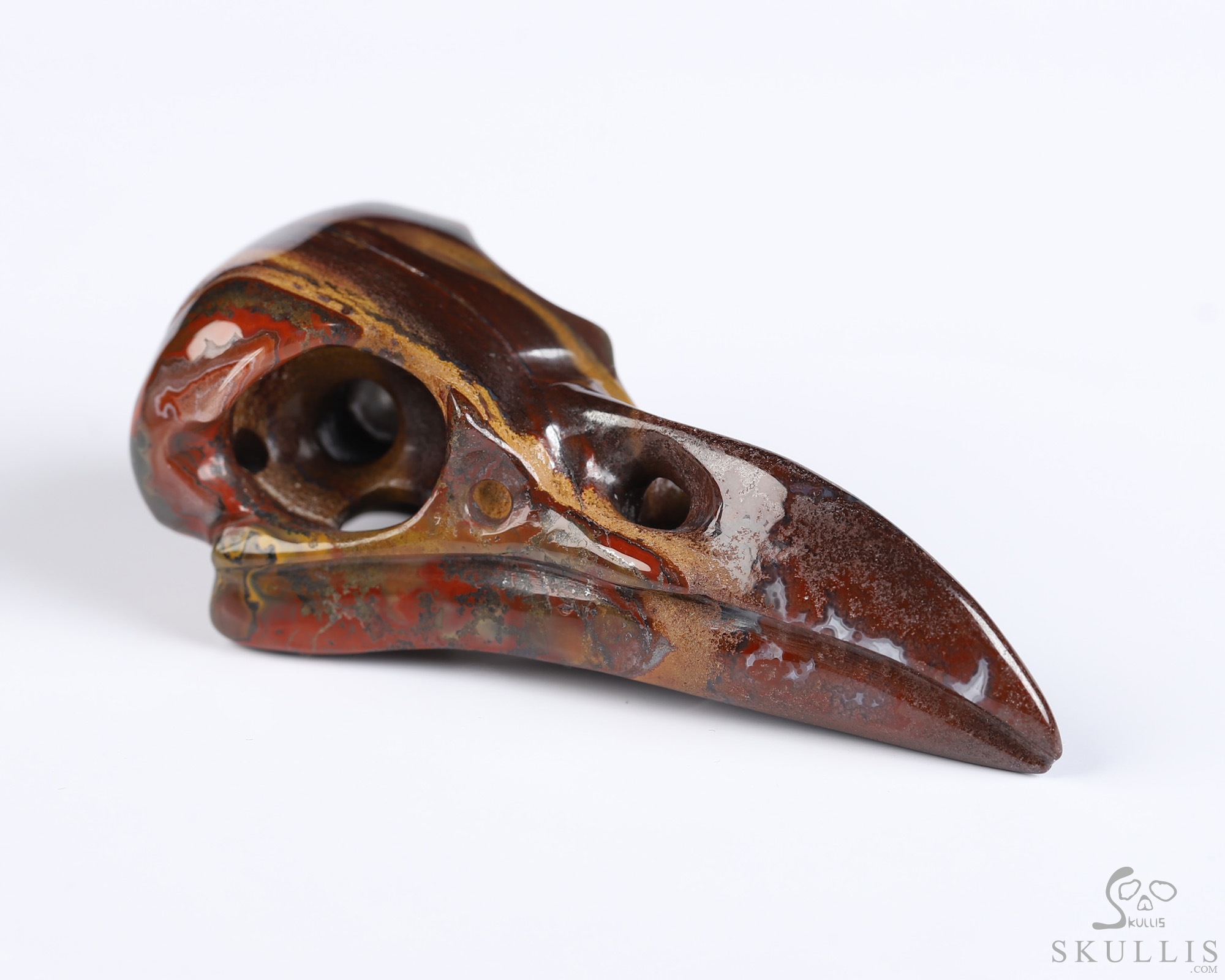 Necklace of 2.3" Colorful Tiger Iron Eye Hand Carved Crystal Skull Pendant, Skull Jewelry Necklace of 2.3" Colorful Tiger Iron Eye Hand Carved Crystal Skull Pendant, Skull Jewelry