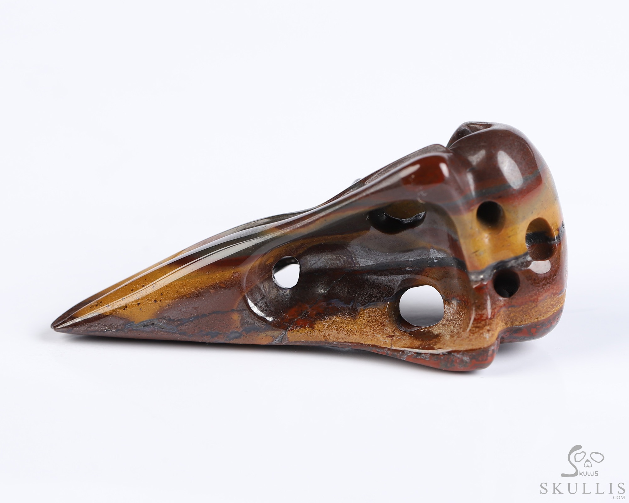 Necklace of 2.3" Colorful Tiger Iron Eye Hand Carved Crystal Skull Pendant, Skull Jewelry Necklace of 2.3" Colorful Tiger Iron Eye Hand Carved Crystal Skull Pendant, Skull Jewelry