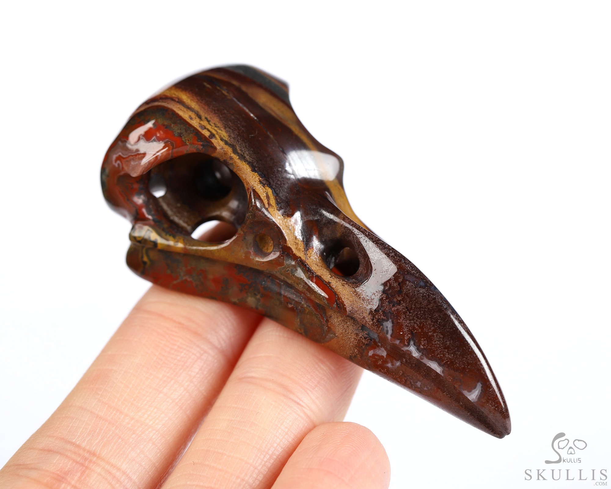 Necklace of 2.3" Colorful Tiger Iron Eye Hand Carved Crystal Skull Pendant, Skull Jewelry Necklace of 2.3" Colorful Tiger Iron Eye Hand Carved Crystal Skull Pendant, Skull Jewelry