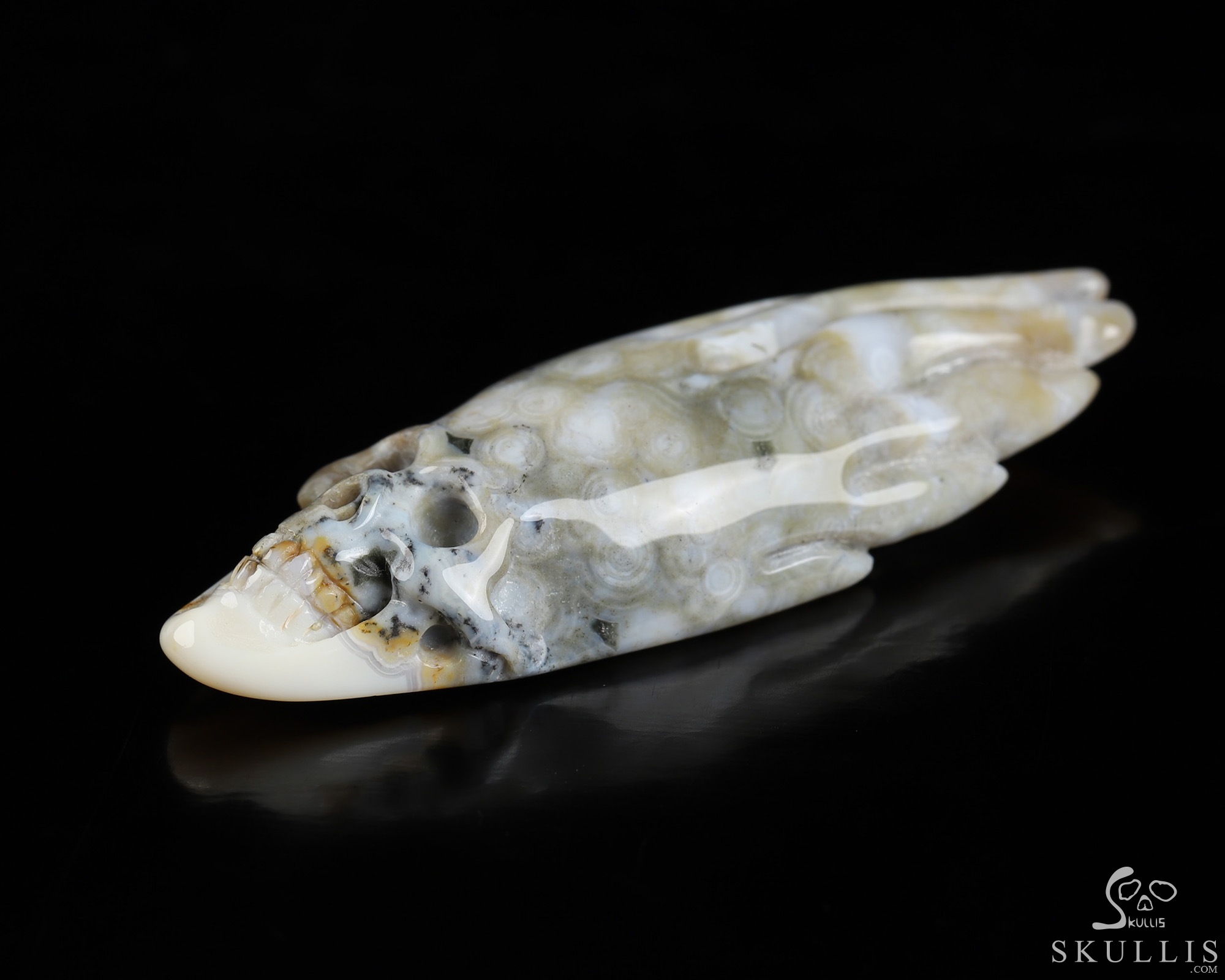 Necklace of 2.6" Ocean Jasper Hand Carved Crystal Skull Pendant, Skull Jewelry Necklace of 2.6" Ocean Jasper Hand Carved Crystal Skull Pendant, Skull Jewelry