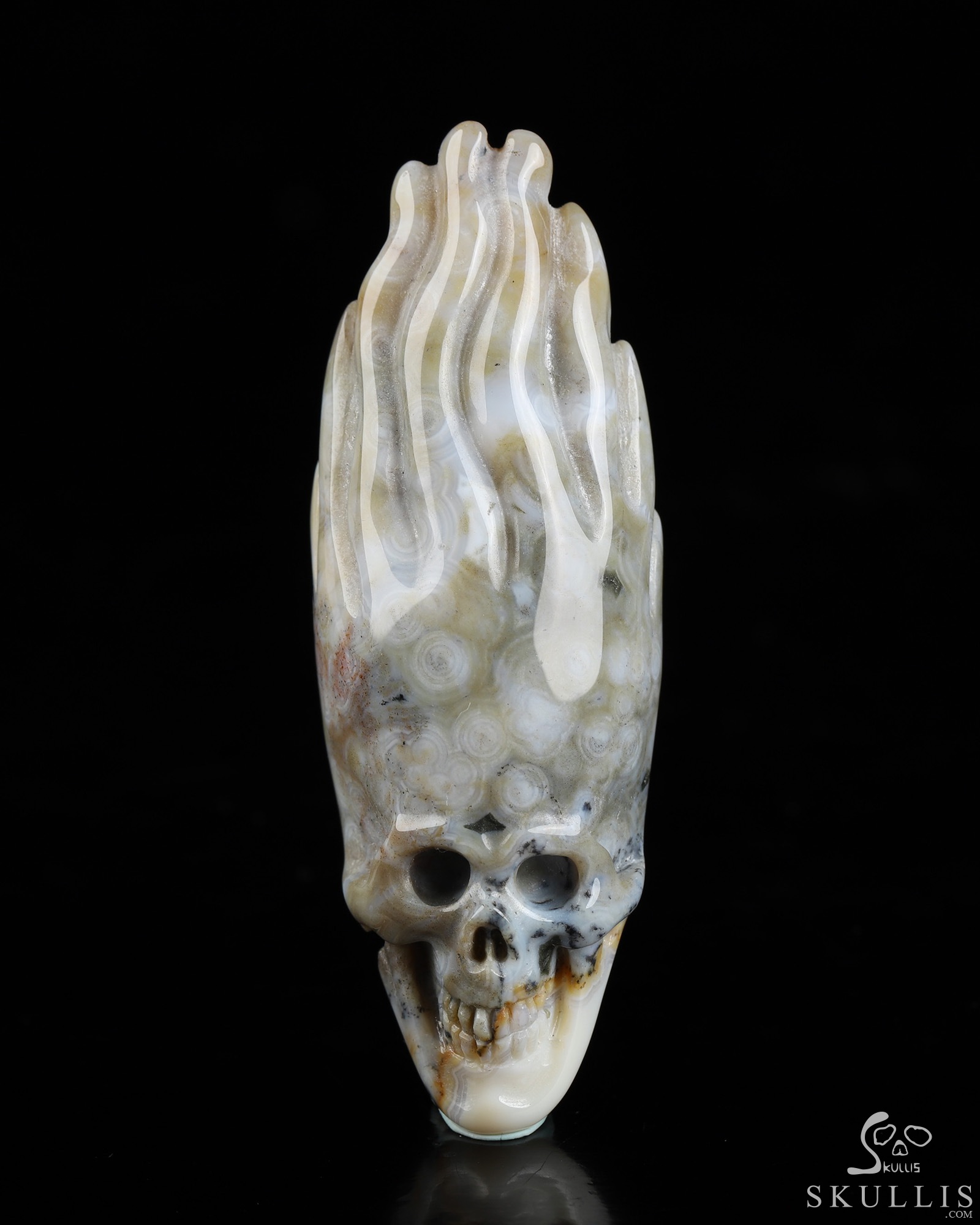 Necklace of 2.6" Ocean Jasper Hand Carved Crystal Skull Pendant, Skull Jewelry Necklace of 2.6" Ocean Jasper Hand Carved Crystal Skull Pendant, Skull Jewelry