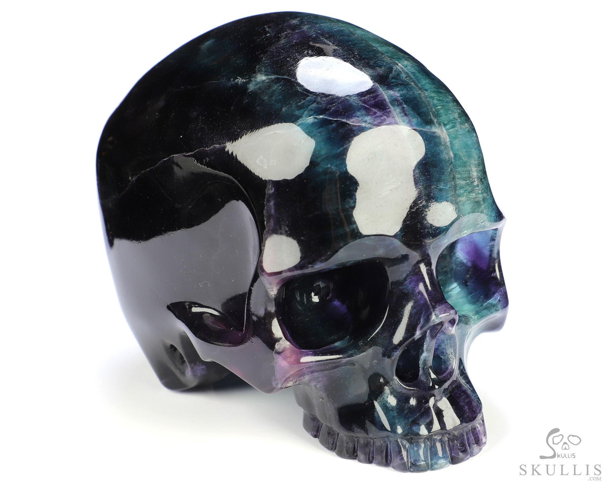 6.0" Fluorite Hand Carved Hollow Detachable Crystal Skull Sculpture Lamp/Light with Led Stand, Crystal Healing 6.0" Fluorite Hand Carved Hollow Detachable Crystal Skull Sculpture Lamp/Light with Led Stand, Crystal Healing