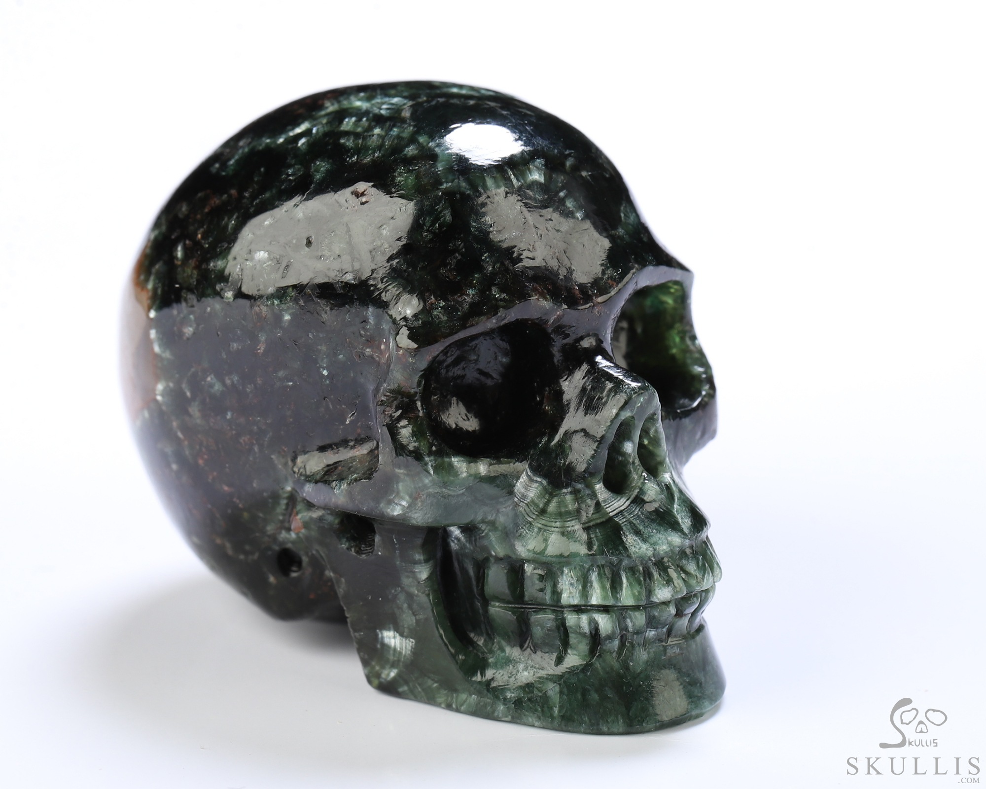 1.5" Seraphinite Hand Carved Crystal Skull, Realistic, Crystal Healing 1.5" Seraphinite Hand Carved Crystal Skull, Realistic, Crystal Healing