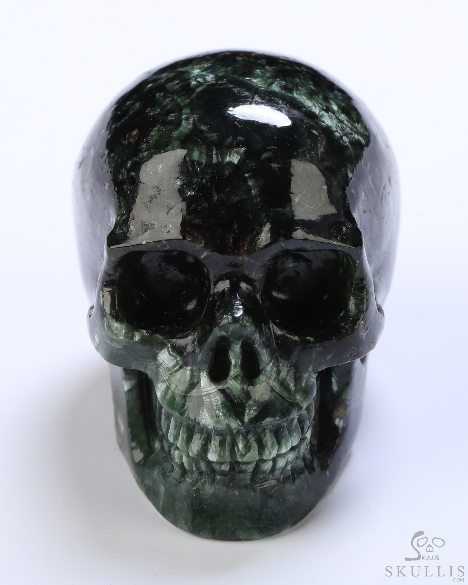 1.5" Seraphinite Hand Carved Crystal Skull, Realistic, Crystal Healing 1.5" Seraphinite Hand Carved Crystal Skull, Realistic, Crystal Healing