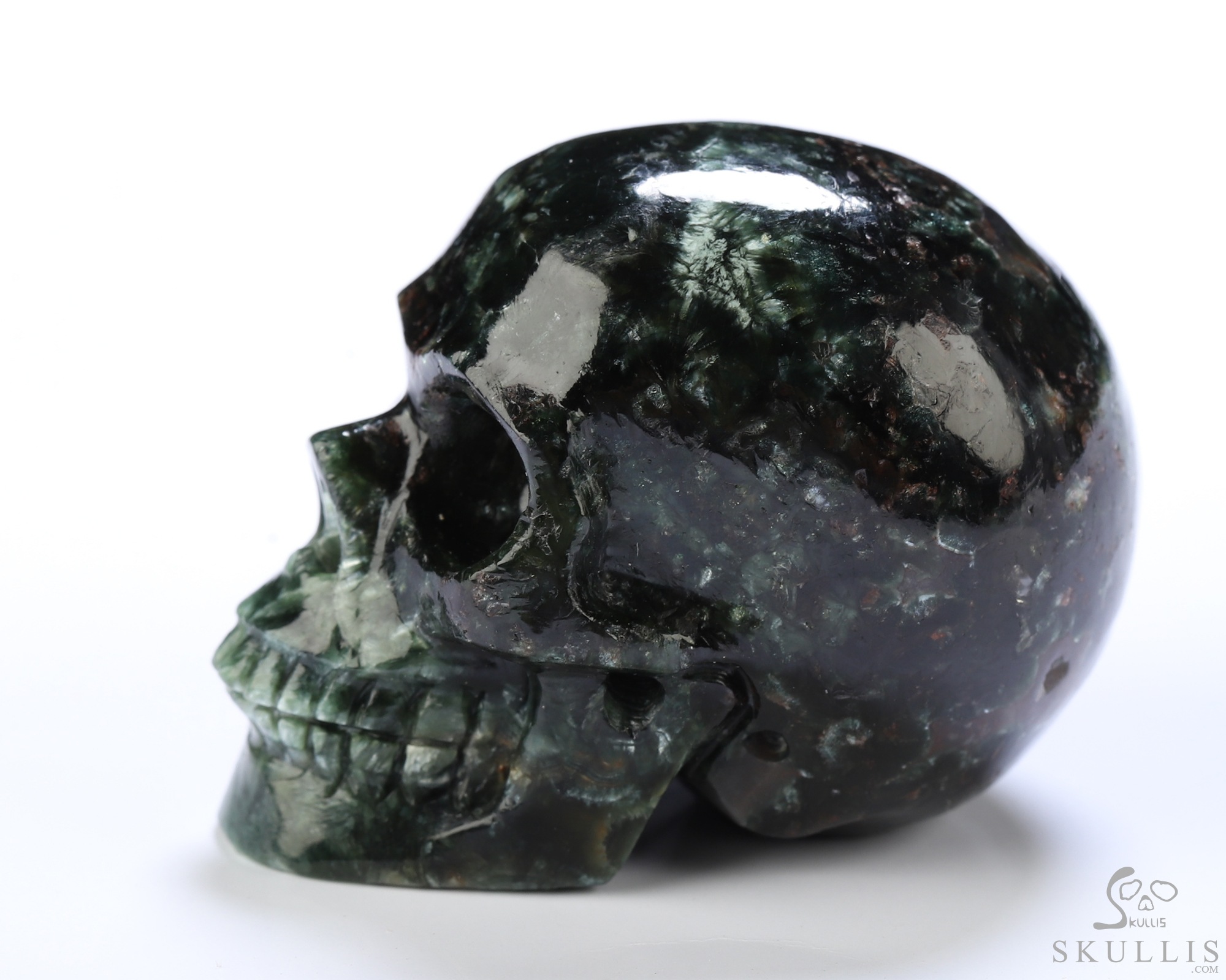 1.5" Seraphinite Hand Carved Crystal Skull, Realistic, Crystal Healing 1.5" Seraphinite Hand Carved Crystal Skull, Realistic, Crystal Healing