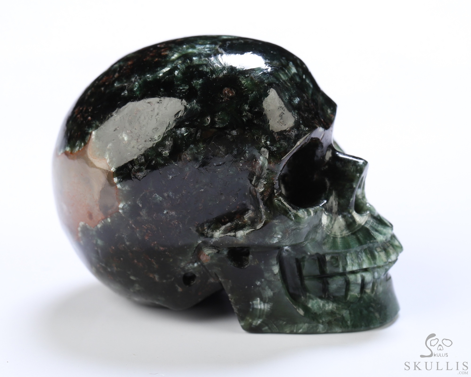 1.5" Seraphinite Hand Carved Crystal Skull, Realistic, Crystal Healing 1.5" Seraphinite Hand Carved Crystal Skull, Realistic, Crystal Healing
