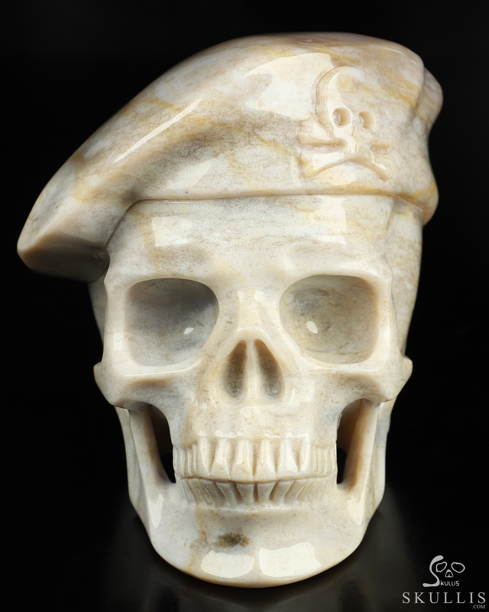 5.5" Indian Agate Hand Carved Beret Crystal Skull Sculpture, Crystal Healing 5.5" Indian Agate Hand Carved Beret Crystal Skull Sculpture, Crystal Healing