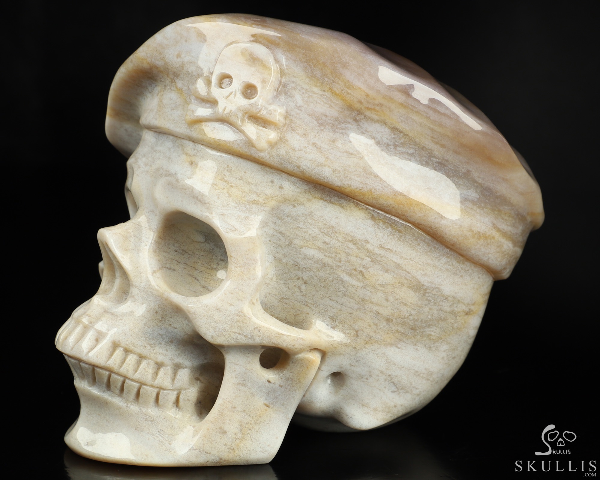 5.5" Indian Agate Hand Carved Beret Crystal Skull Sculpture, Crystal Healing 5.5" Indian Agate Hand Carved Beret Crystal Skull Sculpture, Crystal Healing