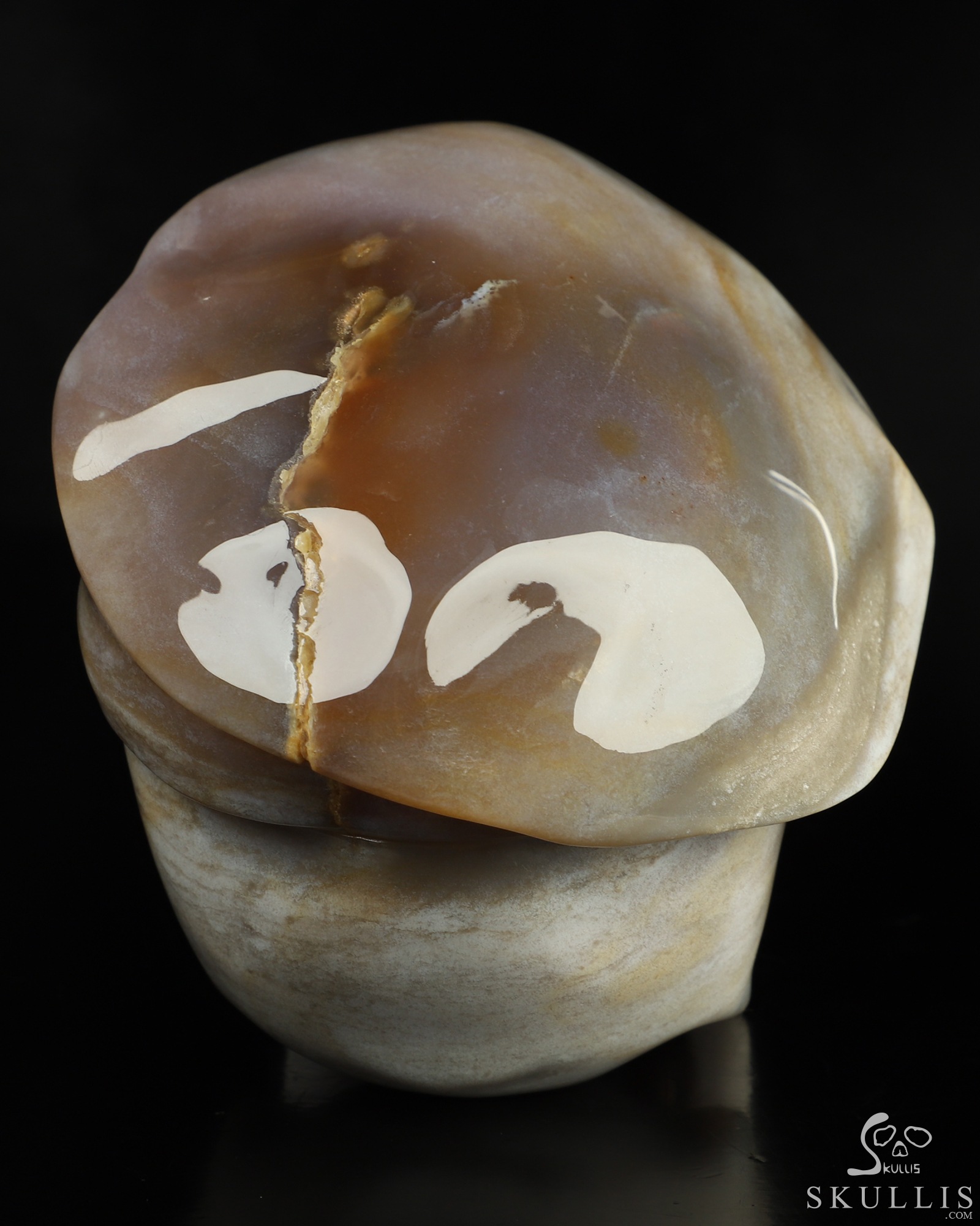 5.5" Indian Agate Hand Carved Beret Crystal Skull Sculpture, Crystal Healing 5.5" Indian Agate Hand Carved Beret Crystal Skull Sculpture, Crystal Healing