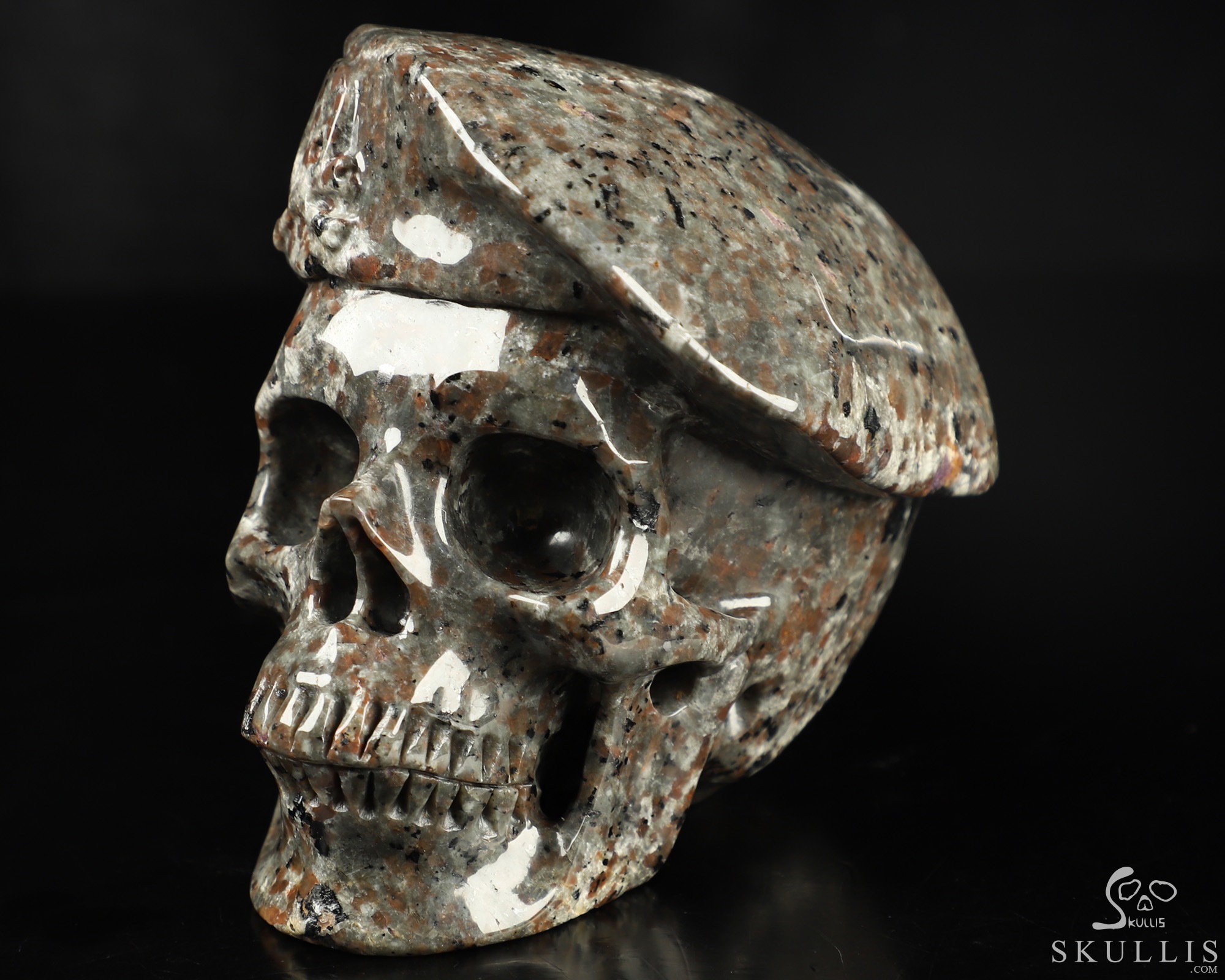 5.5" Yooperlites Hand Carved Beret Crystal Skull Sculpture, Crystal Healing 5.5" Yooperlites Hand Carved Beret Crystal Skull Sculpture, Crystal Healing