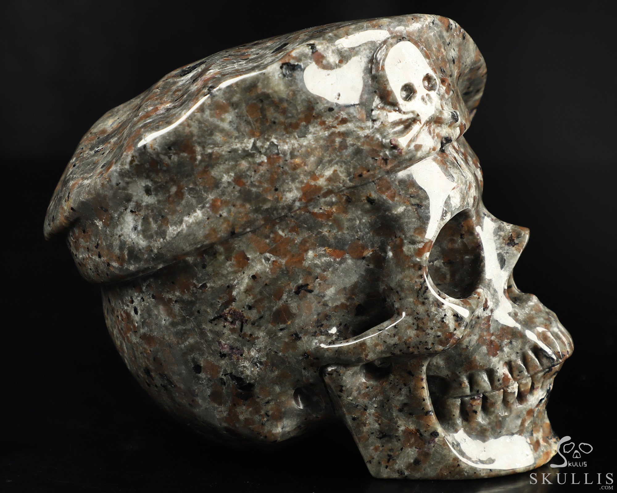 5.5" Yooperlites Hand Carved Beret Crystal Skull Sculpture, Crystal Healing 5.5" Yooperlites Hand Carved Beret Crystal Skull Sculpture, Crystal Healing