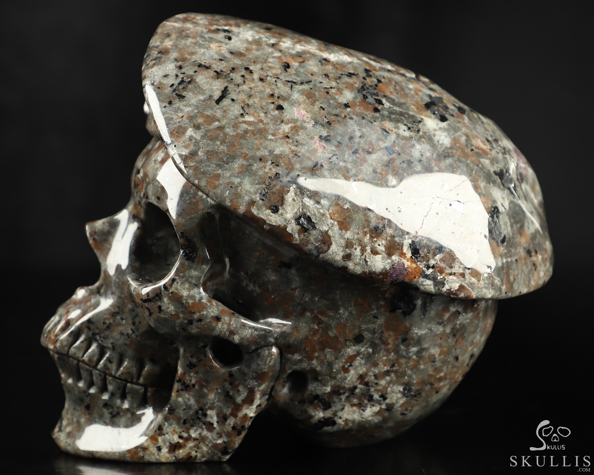 5.5" Yooperlites Hand Carved Beret Crystal Skull Sculpture, Crystal Healing 5.5" Yooperlites Hand Carved Beret Crystal Skull Sculpture, Crystal Healing