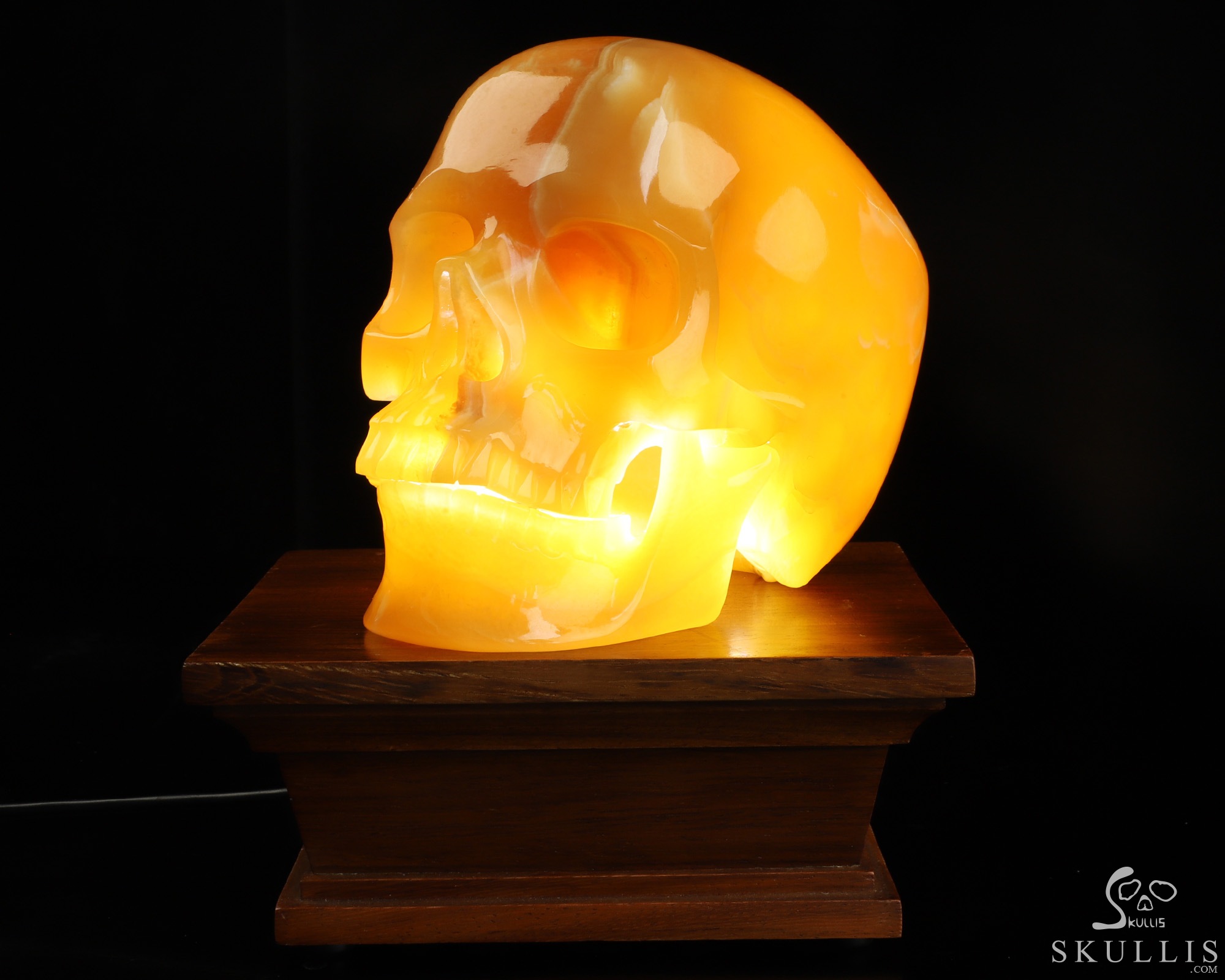 5.9" Beeswax Jade Hand Carved Hollow Detachable Crystal Skull Sculpture with Led Stand, Crystal Healing 5.9" Beeswax Jade Hand Carved Hollow Detachable Crystal Skull Sculpture with Led Stand, Crystal Healing